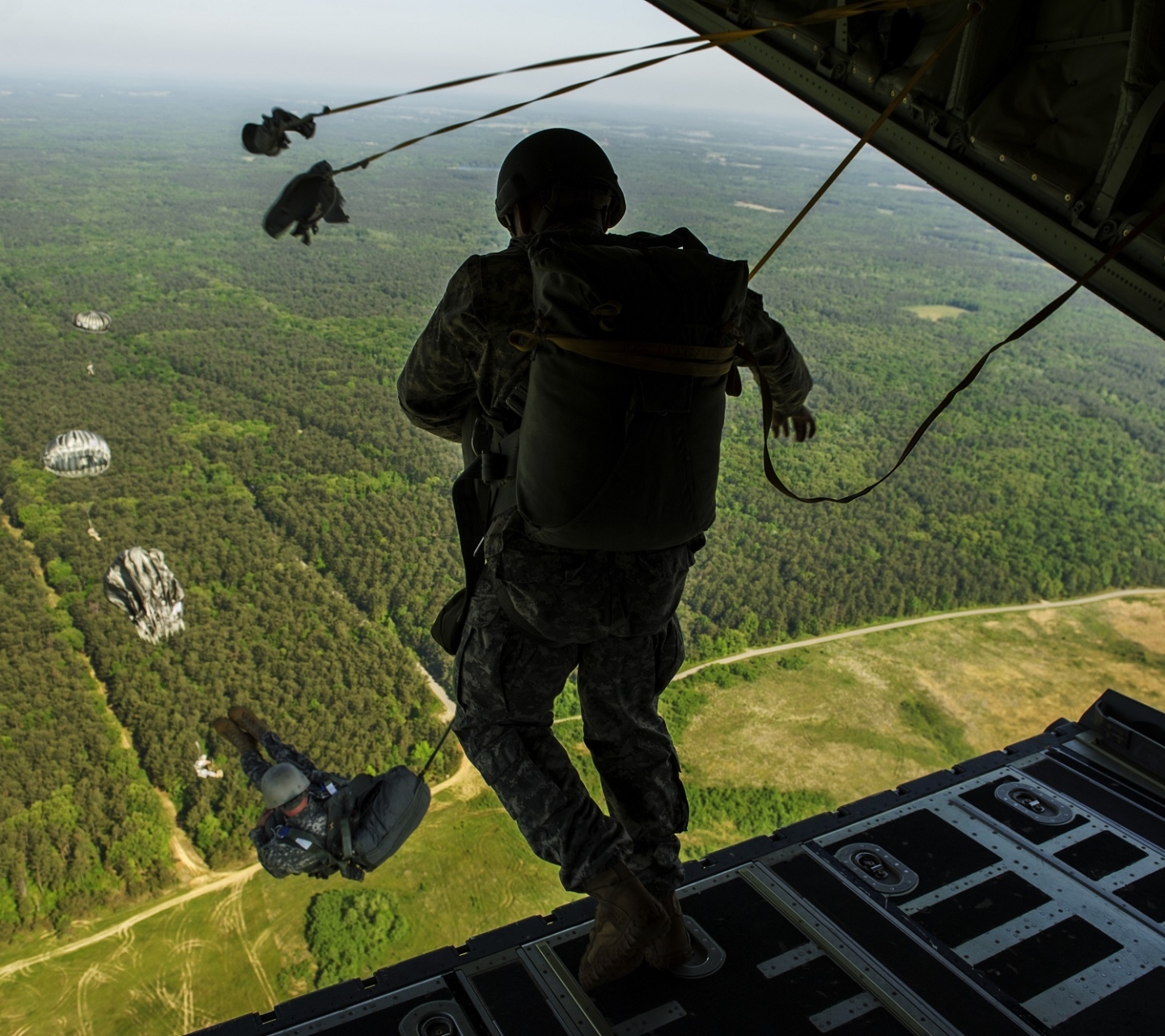 paratrooper, military, parachuting, aircraft, soldier, air force