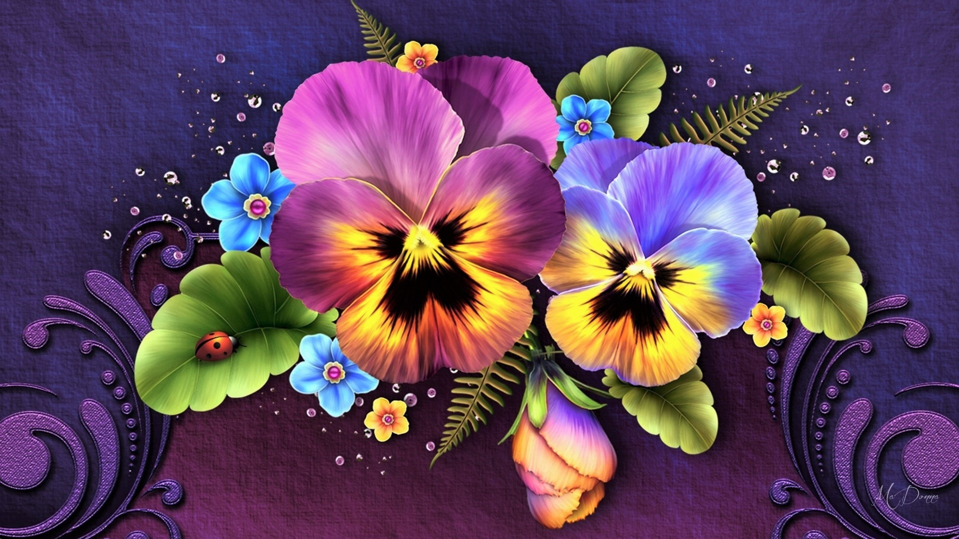 417602 descargar fondo de pantalla artístico, flor, diseño, pensamiento, flores: protectores de pantalla e imágenes gratis