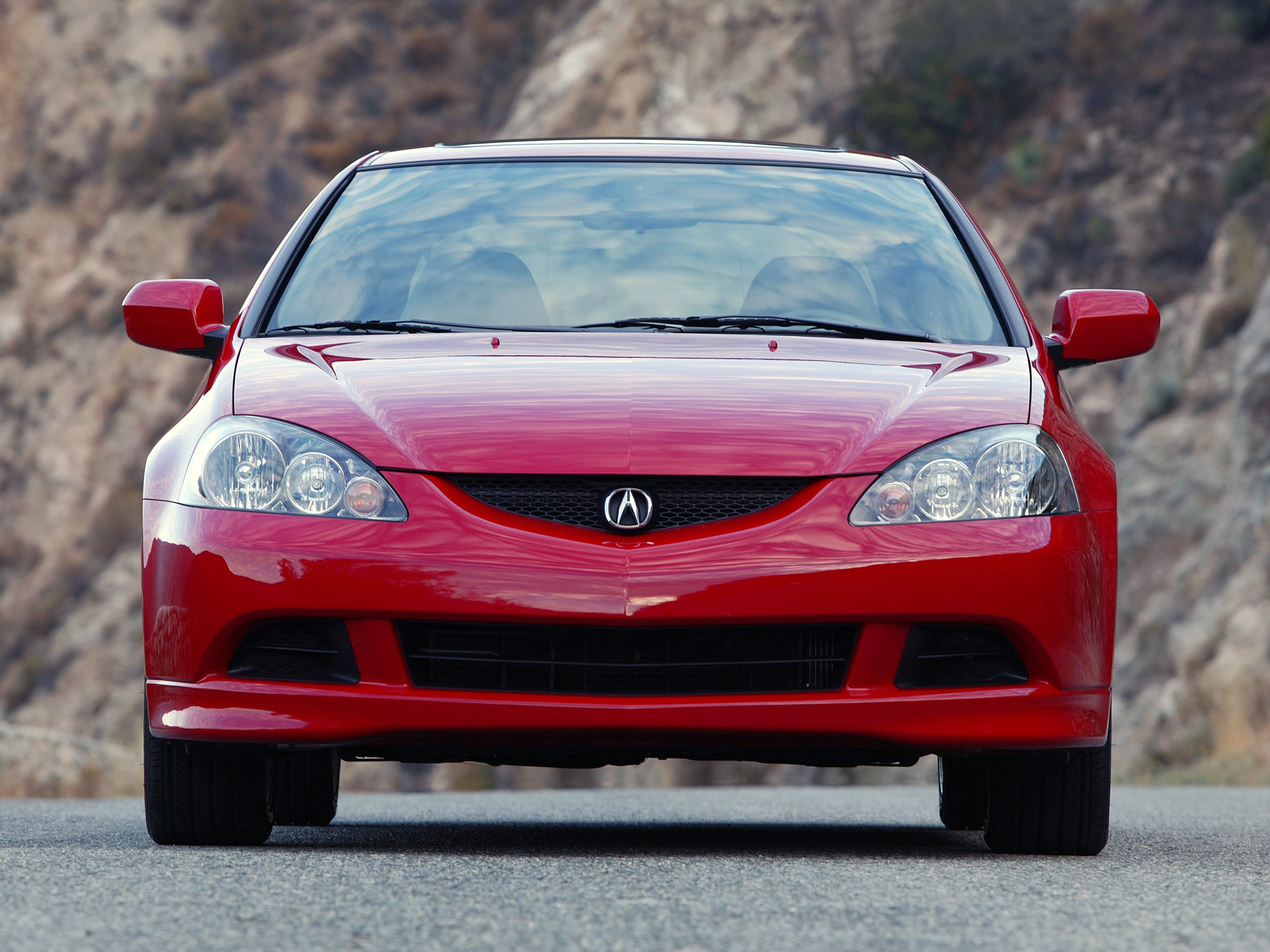auto, nature, acura, cars, red, asphalt, front view, style, rsx, akura