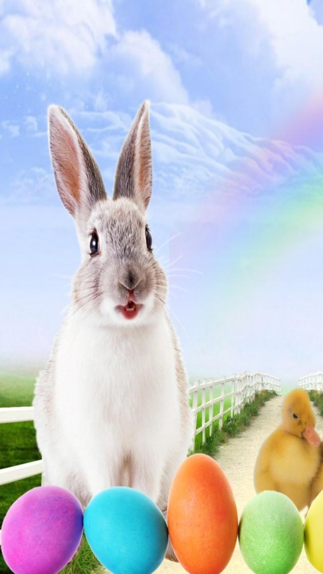 Скачати мобільні шпалери Великдень, Свято, Кролик, Курка, Зайчик, Пасхальне Яйце безкоштовно.
