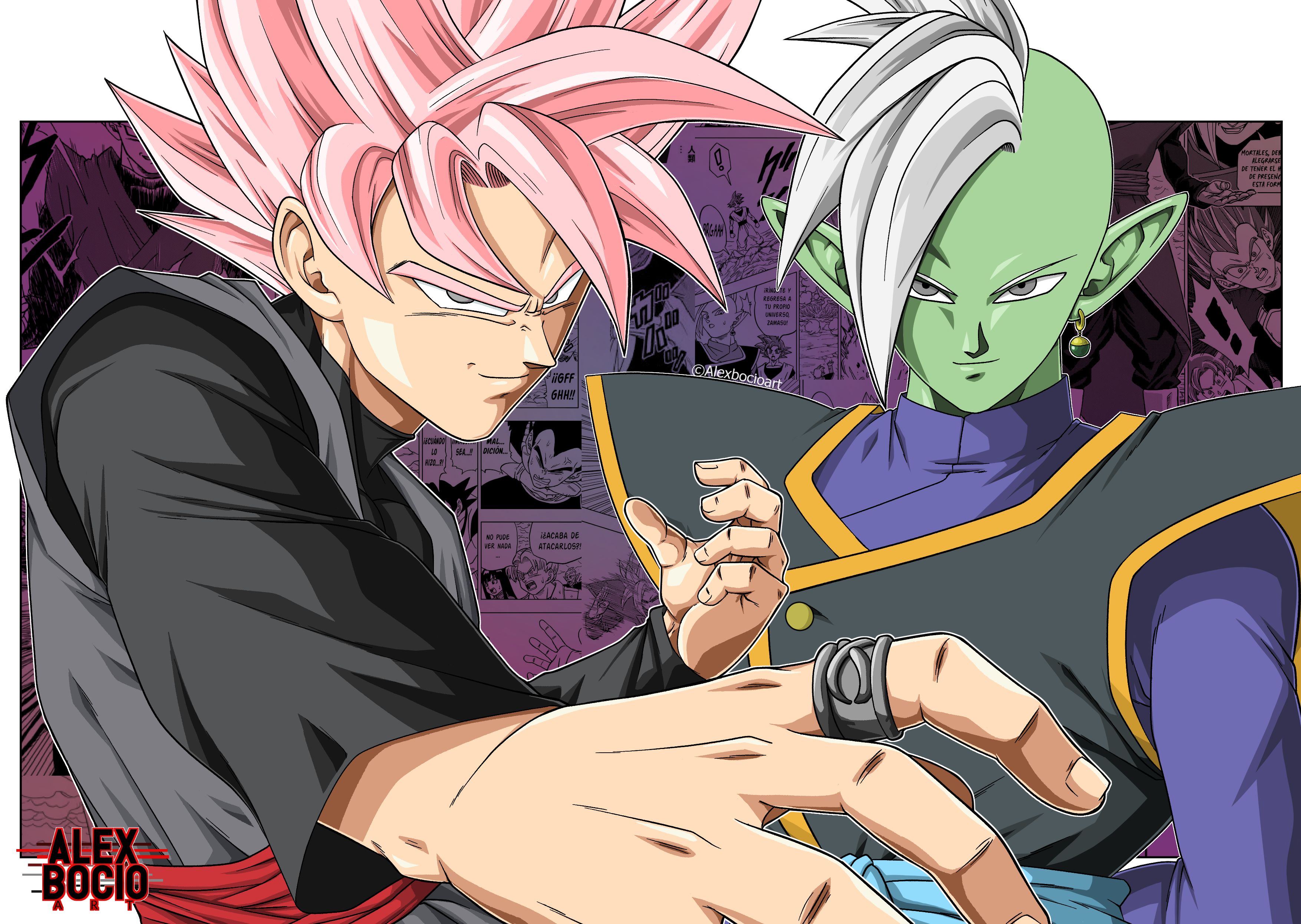 Wallpaper black goku and trunks, dragon ball super, anime desktop