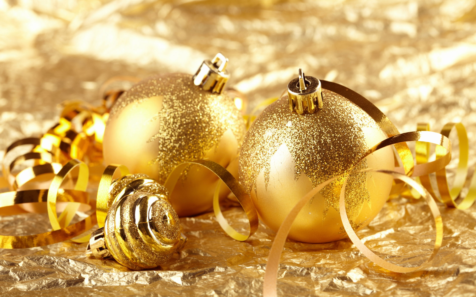 christmas, holiday, christmas ornaments, golden Full HD