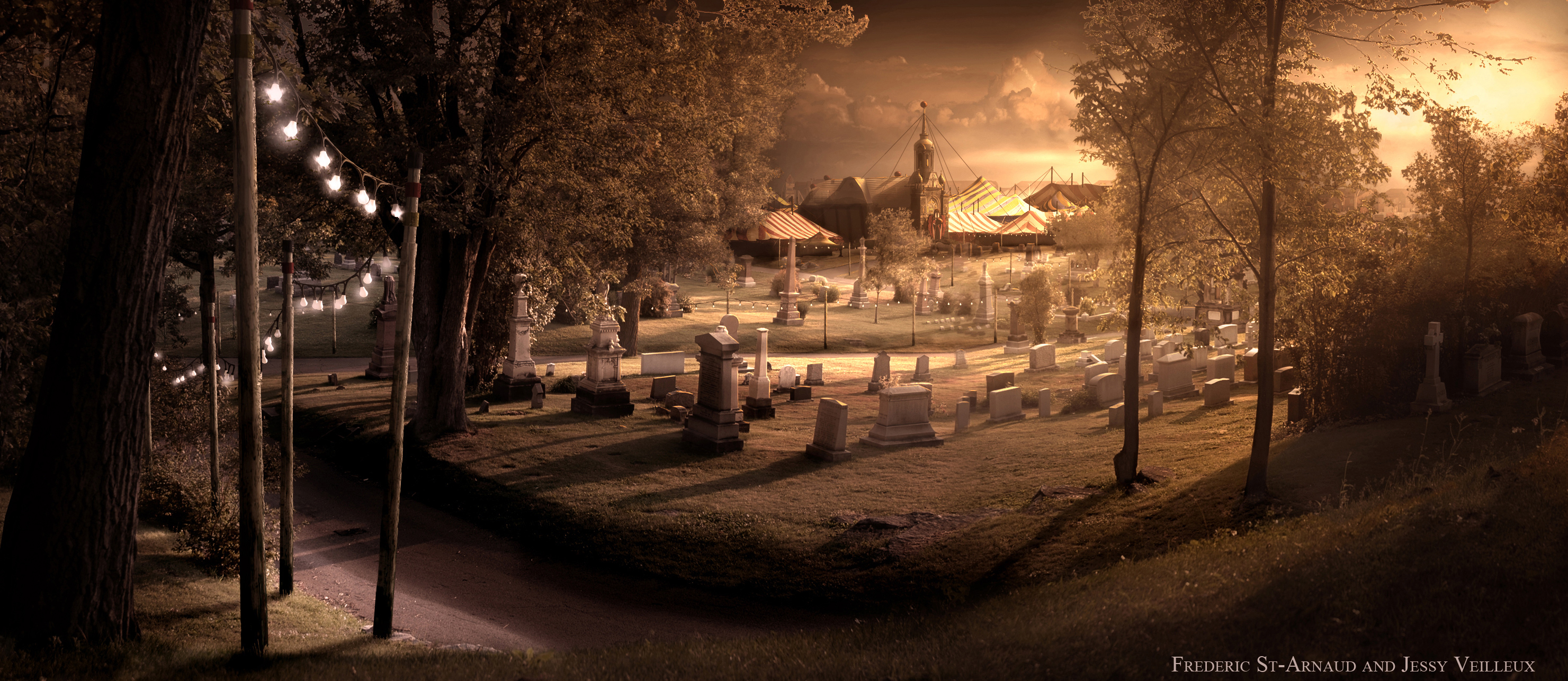 graveyard, horror, dark, graves, cemetery, circus, creepy, halloween, haunted, scary, spooky UHD