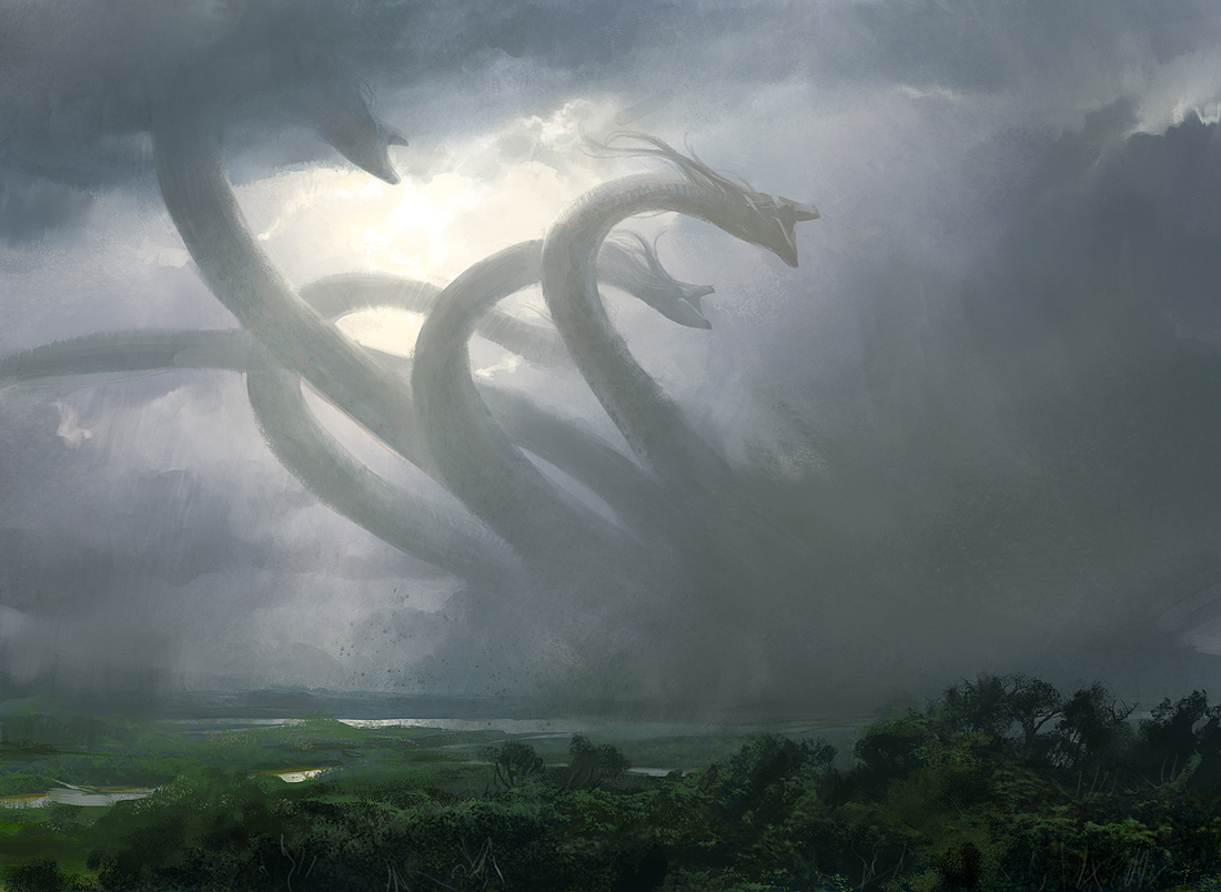 dragon, magic: the gathering, jungle, monster, fantasy, game, cloud, giant, hydra