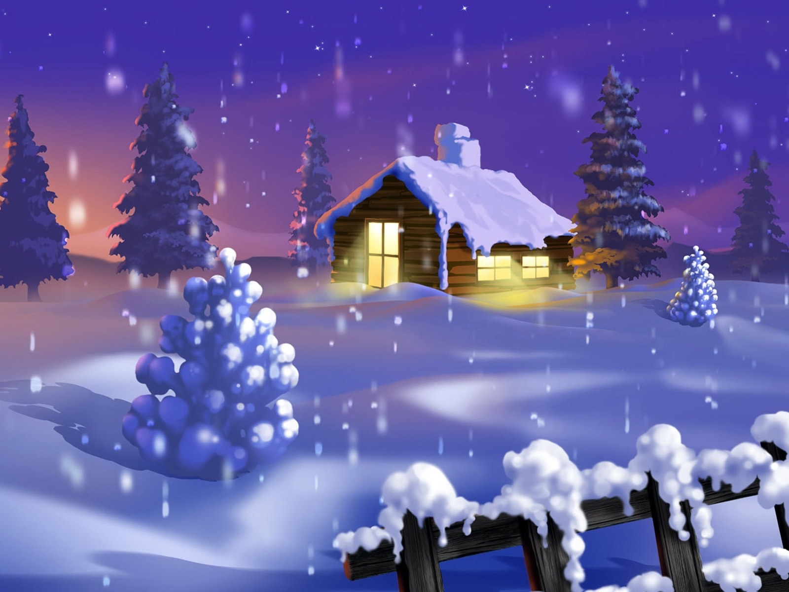 Скачать картинку Снег, Пейзаж, Зима, Дома, Рисунки в телефон бесплатно.