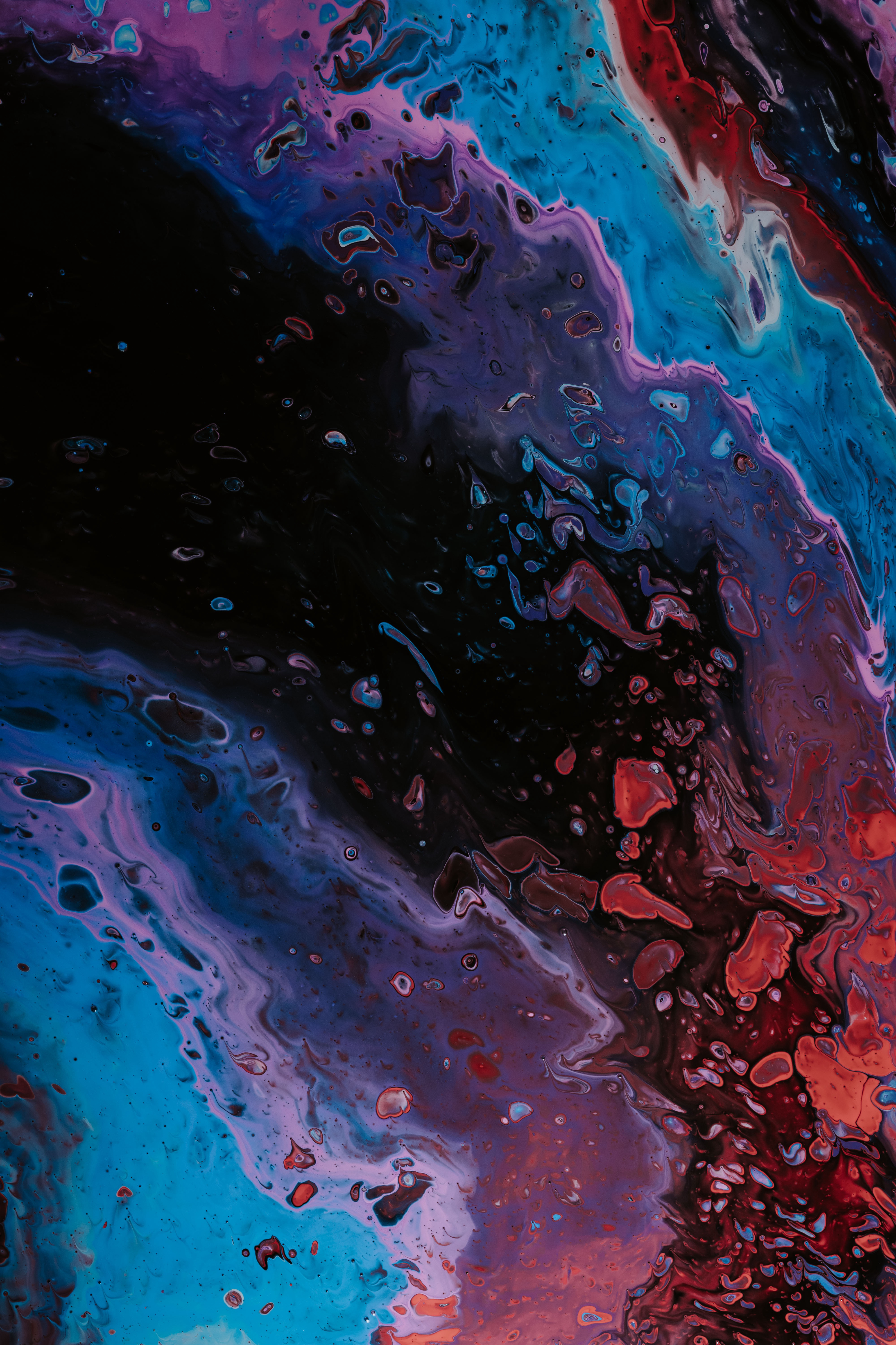 Download mobile wallpaper Paint, Divorces, Motley, Multicolored, Liquid, Abstract for free.