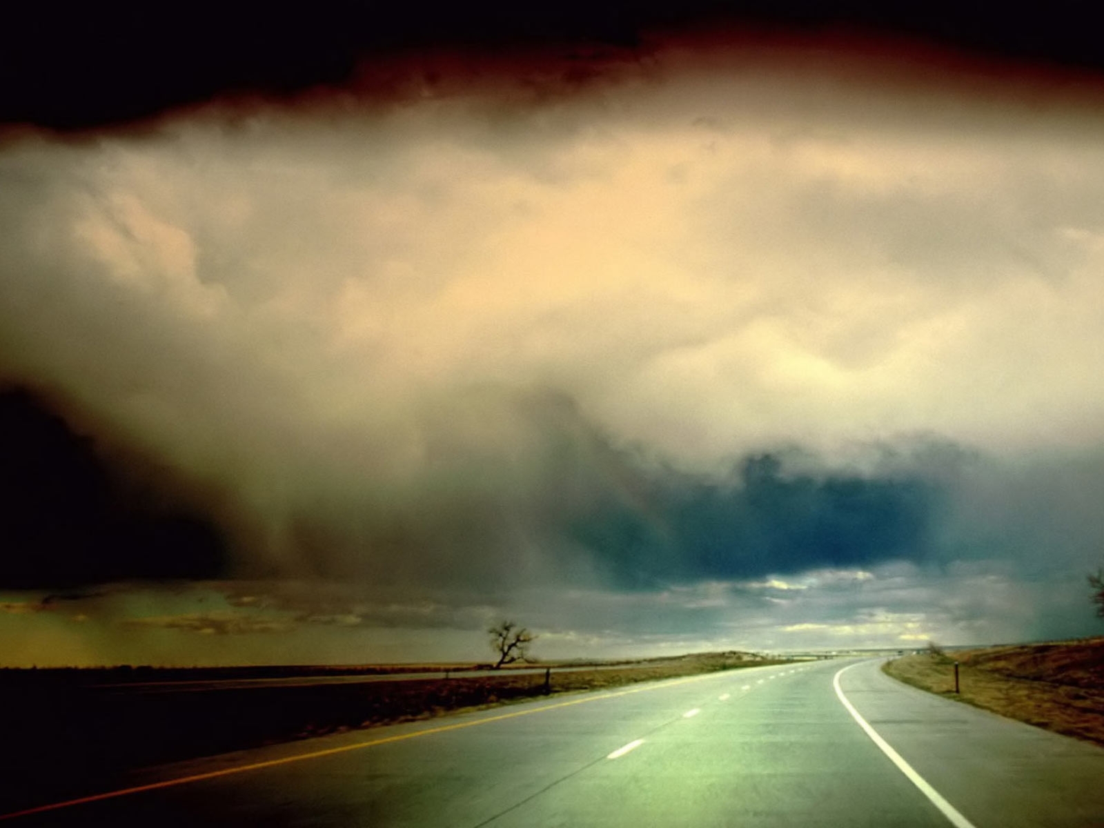 Download mobile wallpaper Sky, Roads, Landscape, Art Photo for free.