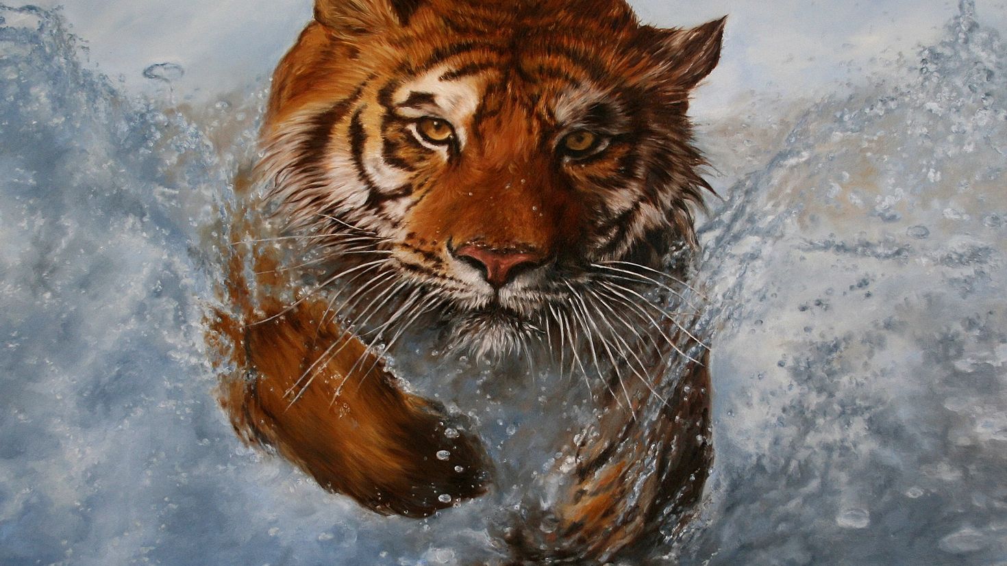 Тигр в воде арт