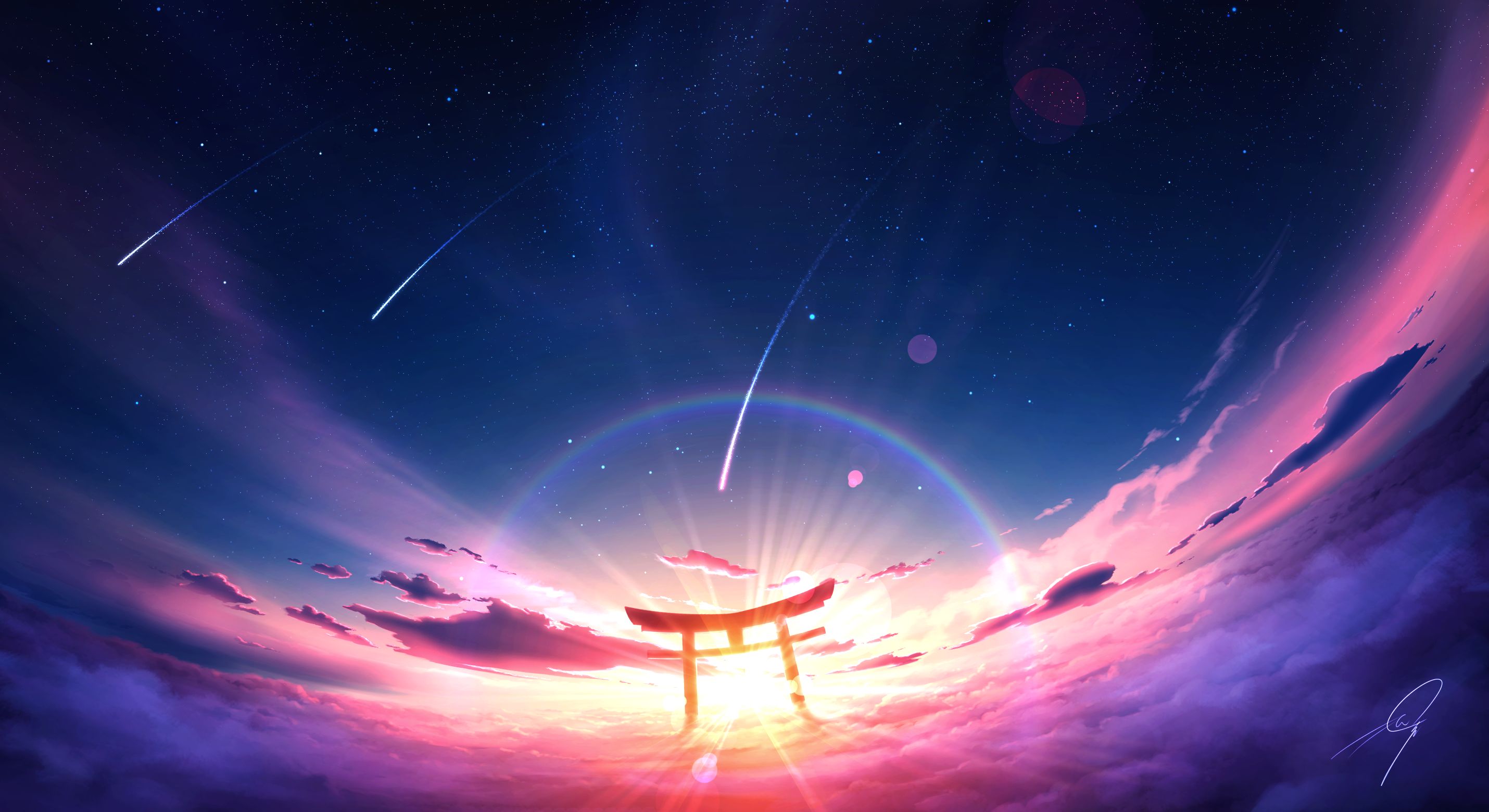 1009542 Hintergrundbild herunterladen animes, schrein, himmel, torii - Bildschirmschoner und Bilder kostenlos