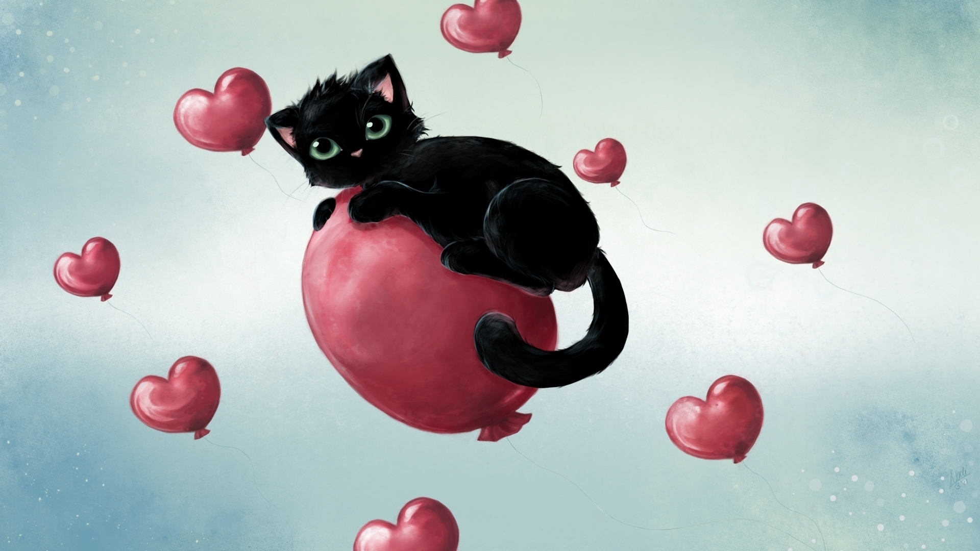 Laden Sie das Tiere, Luftballons, Bilder, Katzen-Bild kostenlos auf Ihren PC-Desktop herunter
