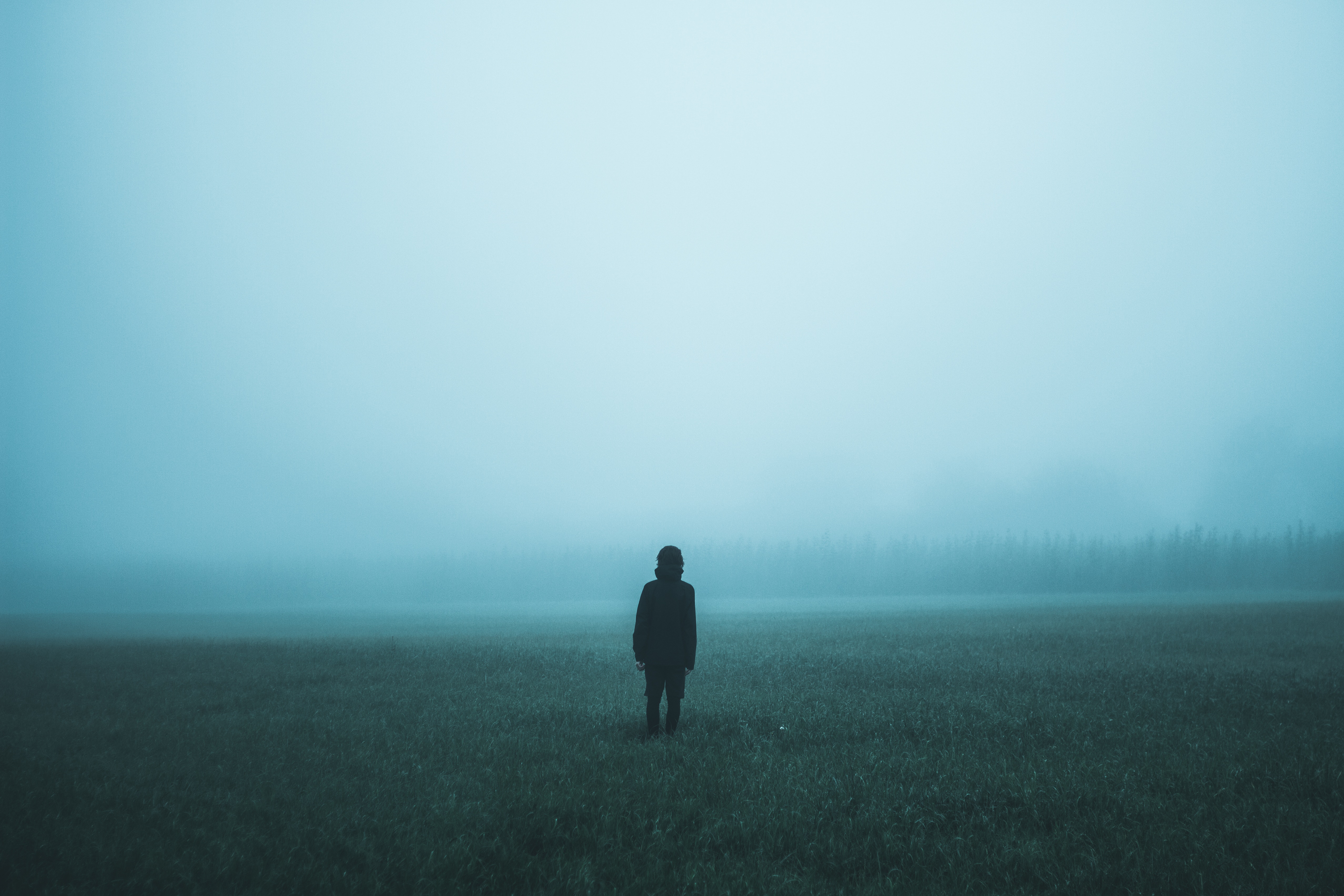 loneliness, nature, fog, field, human, person 1080p