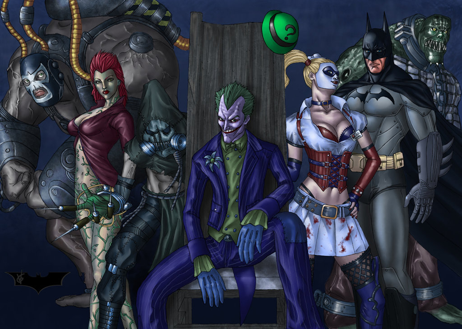 Download mobile wallpaper Bane (Dc Comics), Poison Ivy, Scarecrow (Batman), Batman: Arkham Asylum, Killer Croc, Batman, Harley Quinn, Joker, Video Game for free.