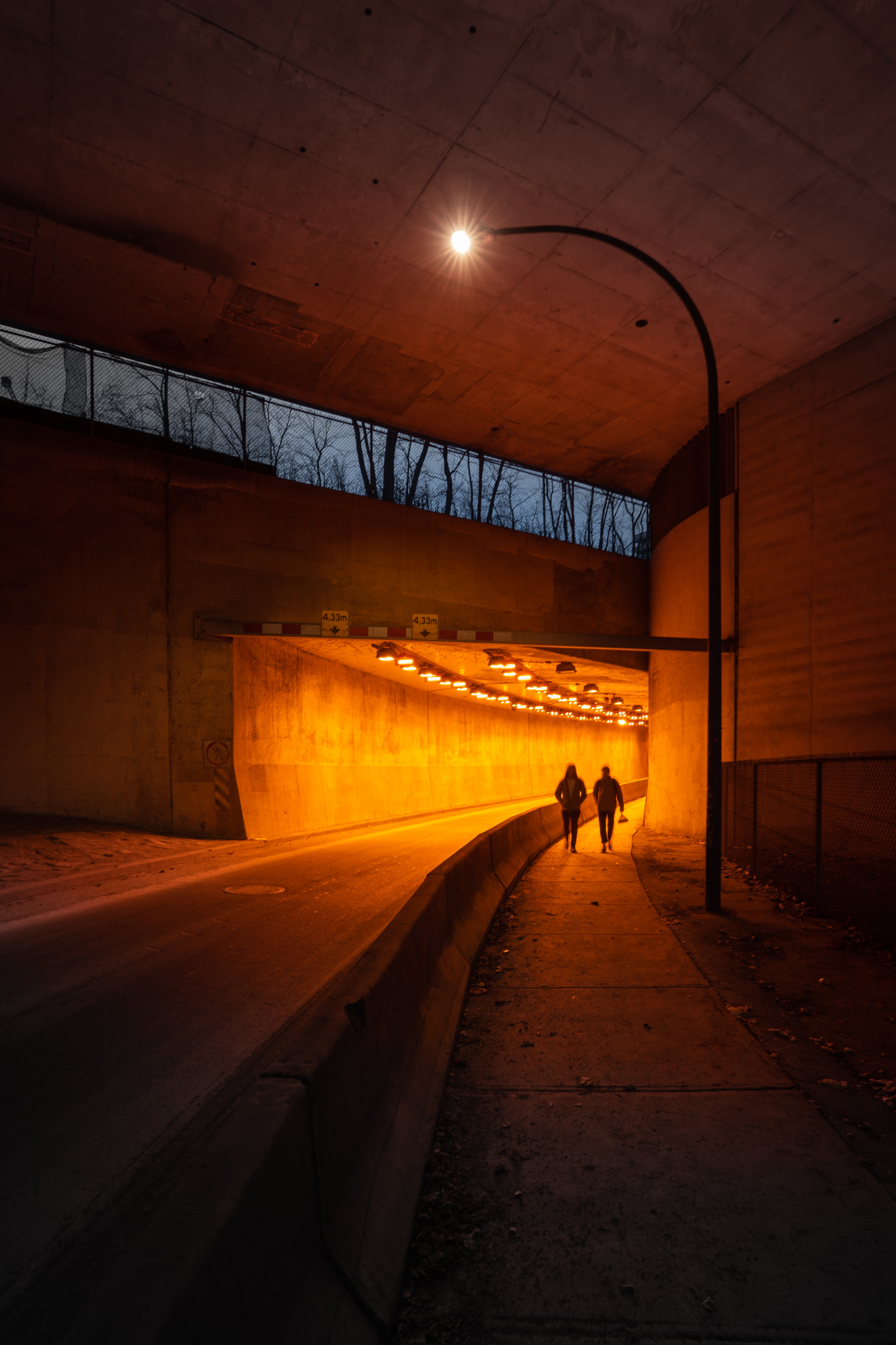 Download mobile wallpaper Tunnel, Silhouettes, Dark, People for free.
