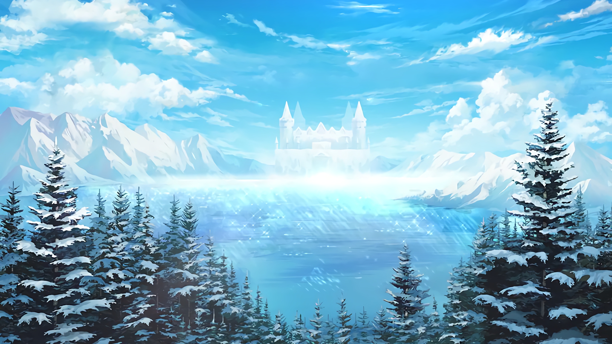 Пейзажи из аниме зима