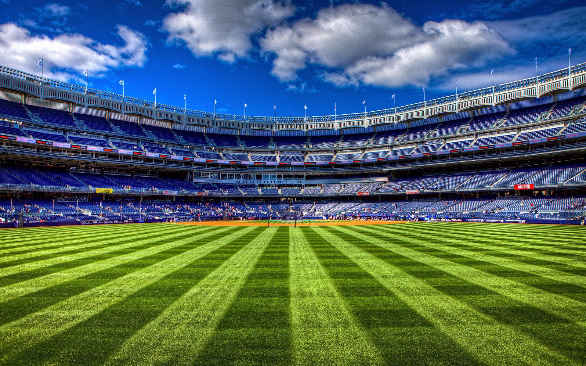 sports, football, lawn, field, stripes, streaks, tribunes, stands High Definition image