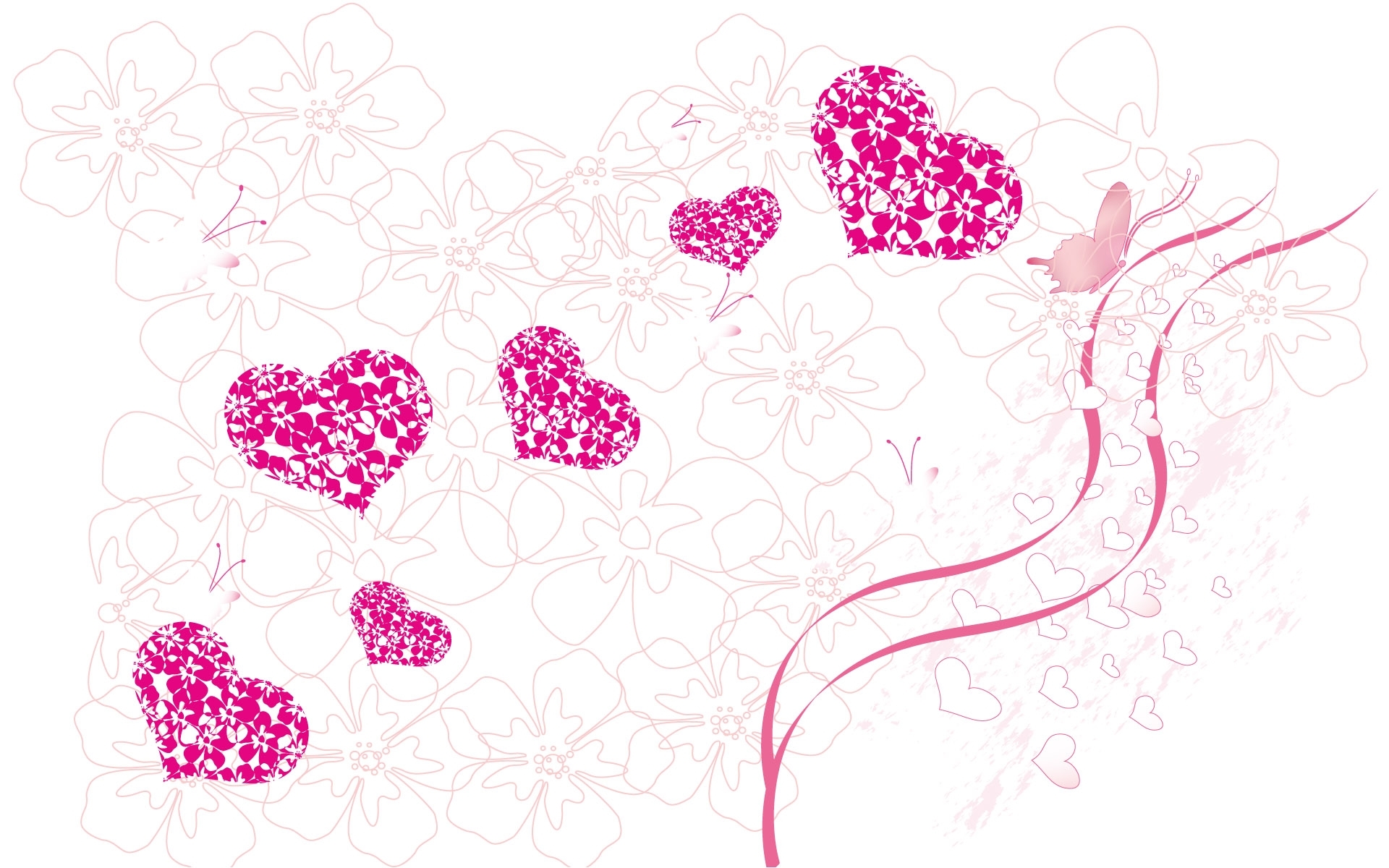 background, hearts, objects, white for Windows