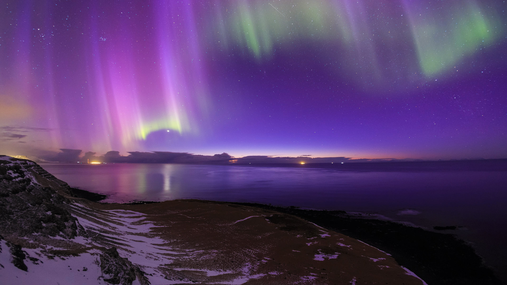 758930壁紙のダウンロード地球, オーロラ, 地平線, アイスランド, 自然, 夜, 空, 星空-スクリーンセーバーと写真を無料で