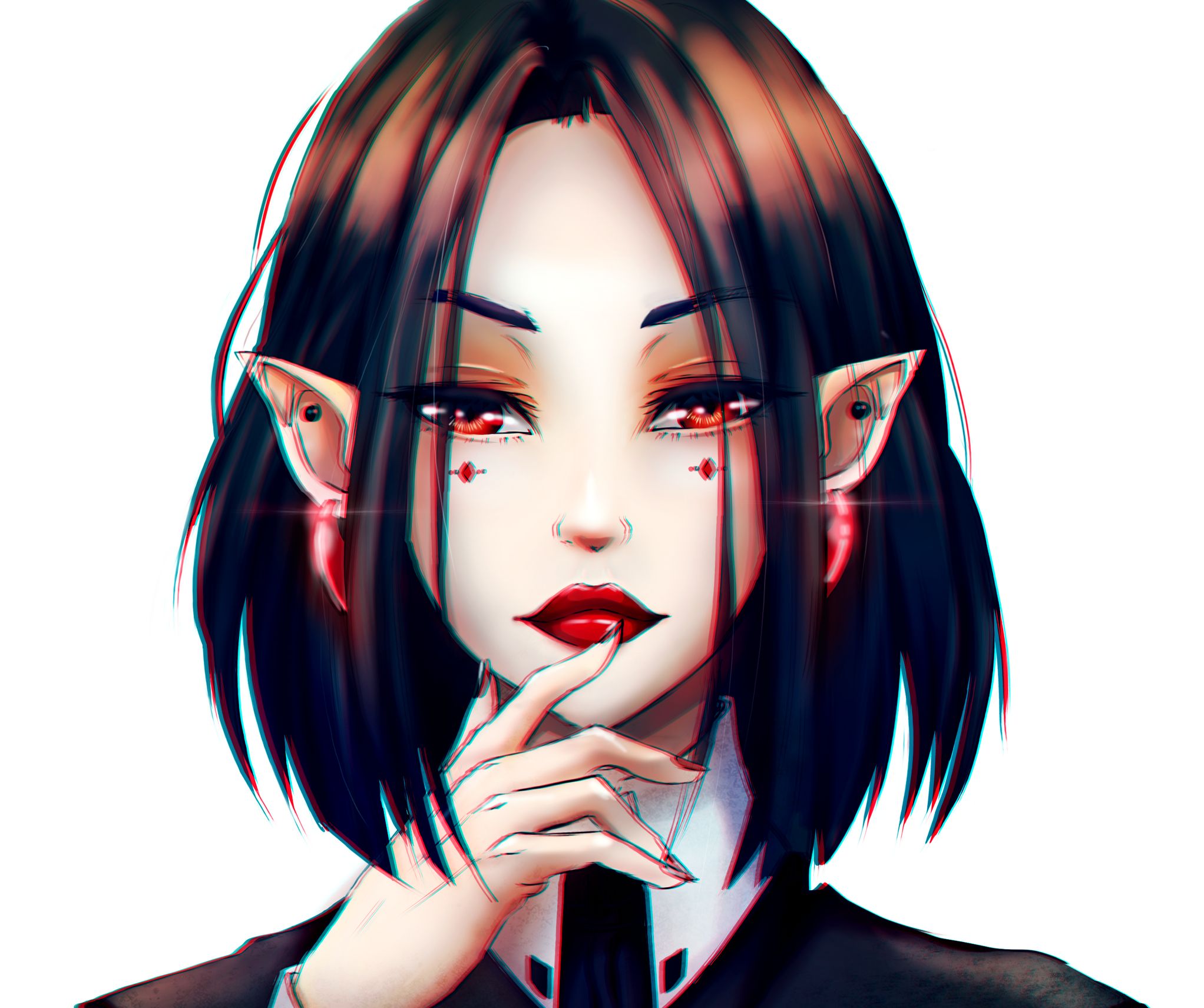 Anime Vampire Girl With Black Hair And Red Eyes 6694