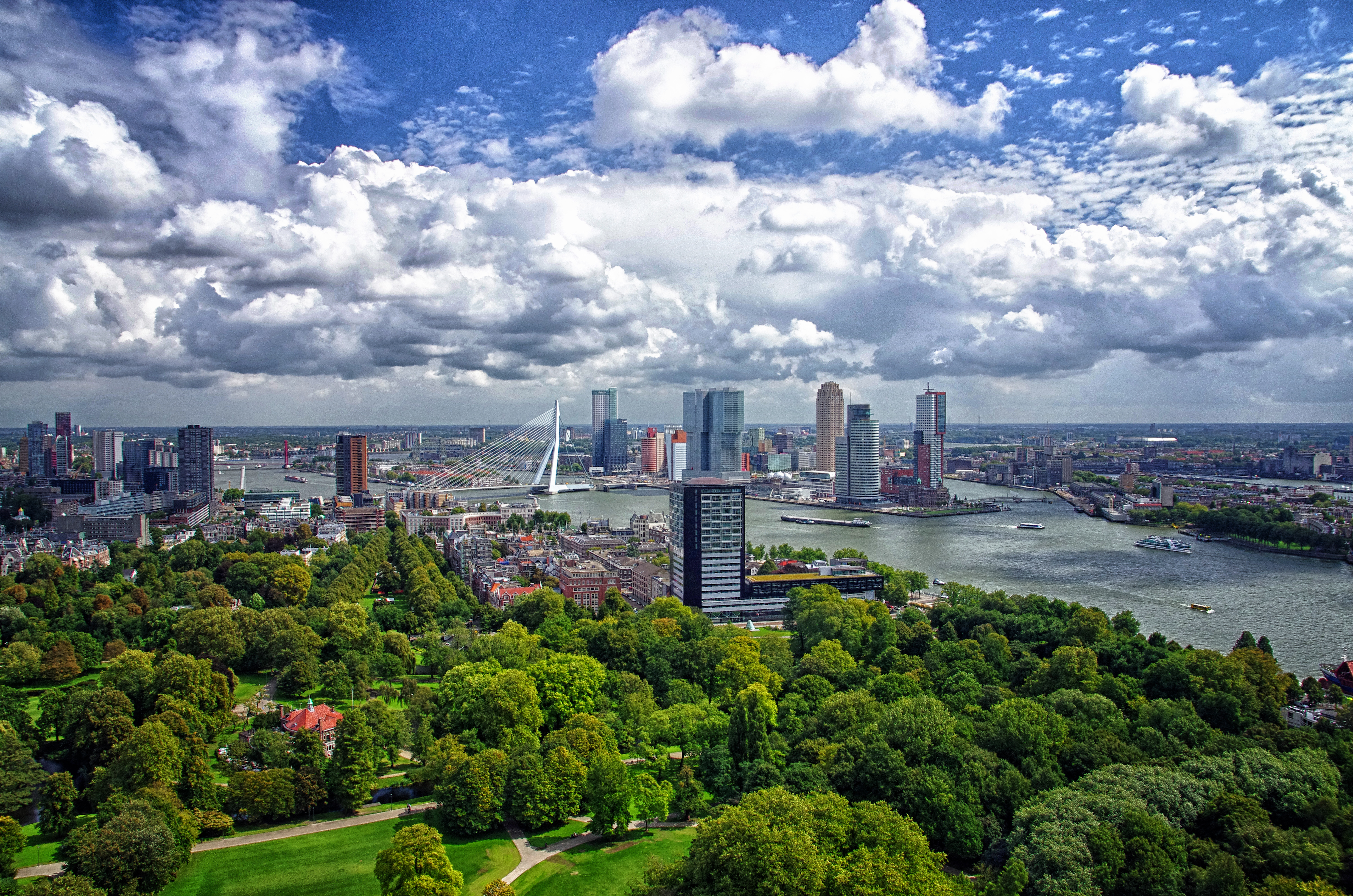 rotterdam, netherlands, man made, cloud, harbor, sky, cities phone background