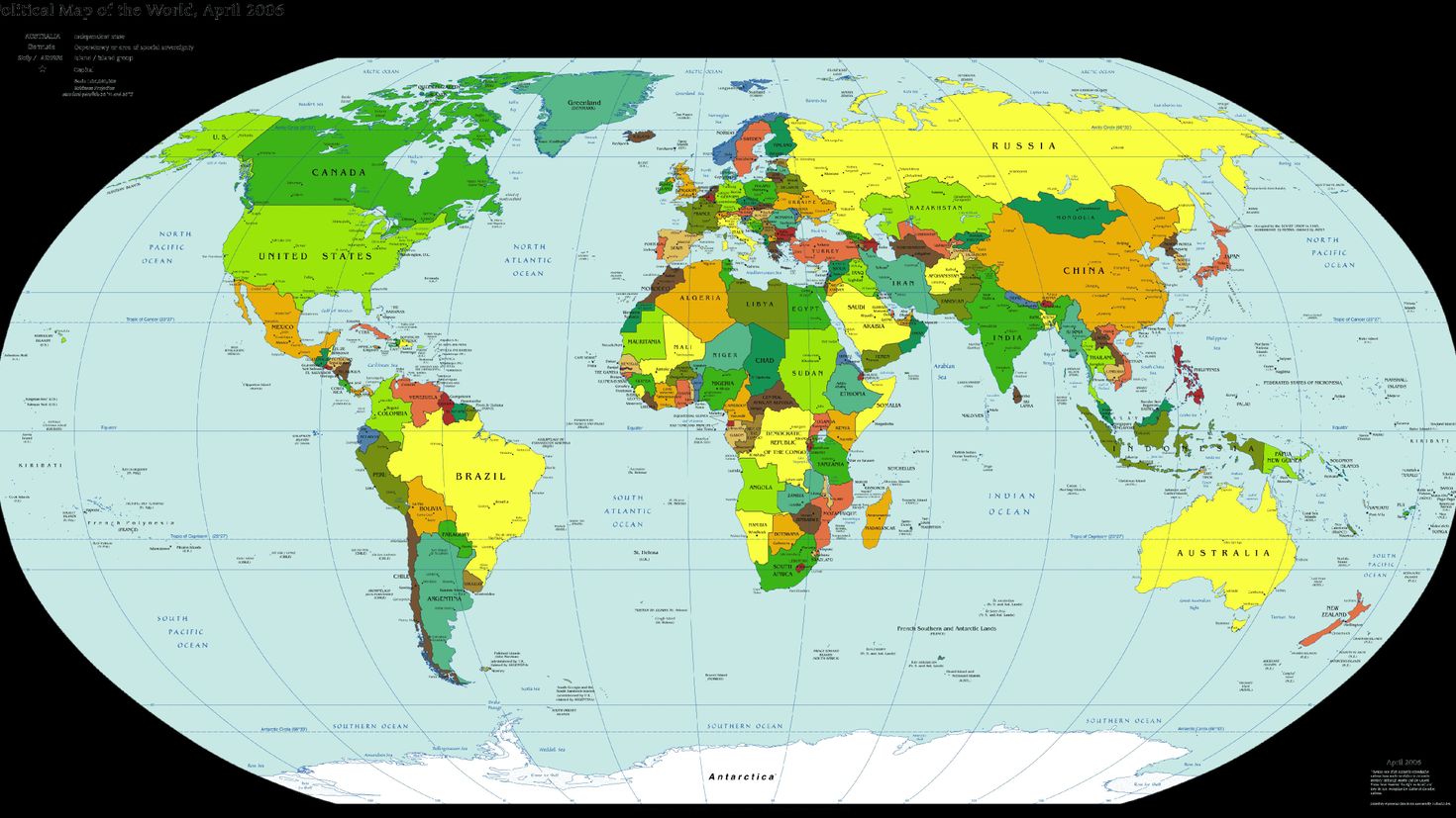 Политическая карта мира 2021г