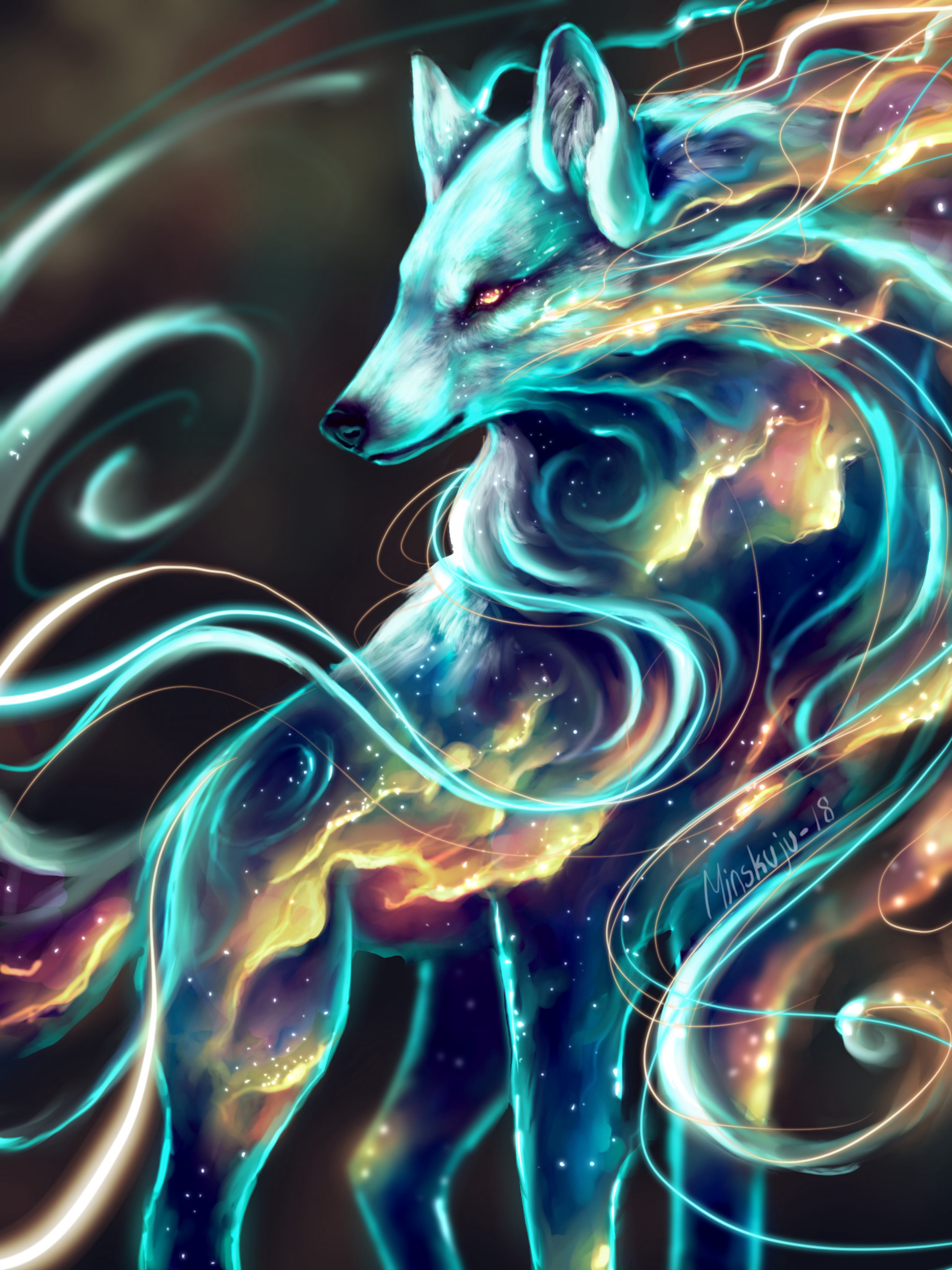 wolf, fantastic, being, art, space, creature, cosmic wallpapers for tablet
