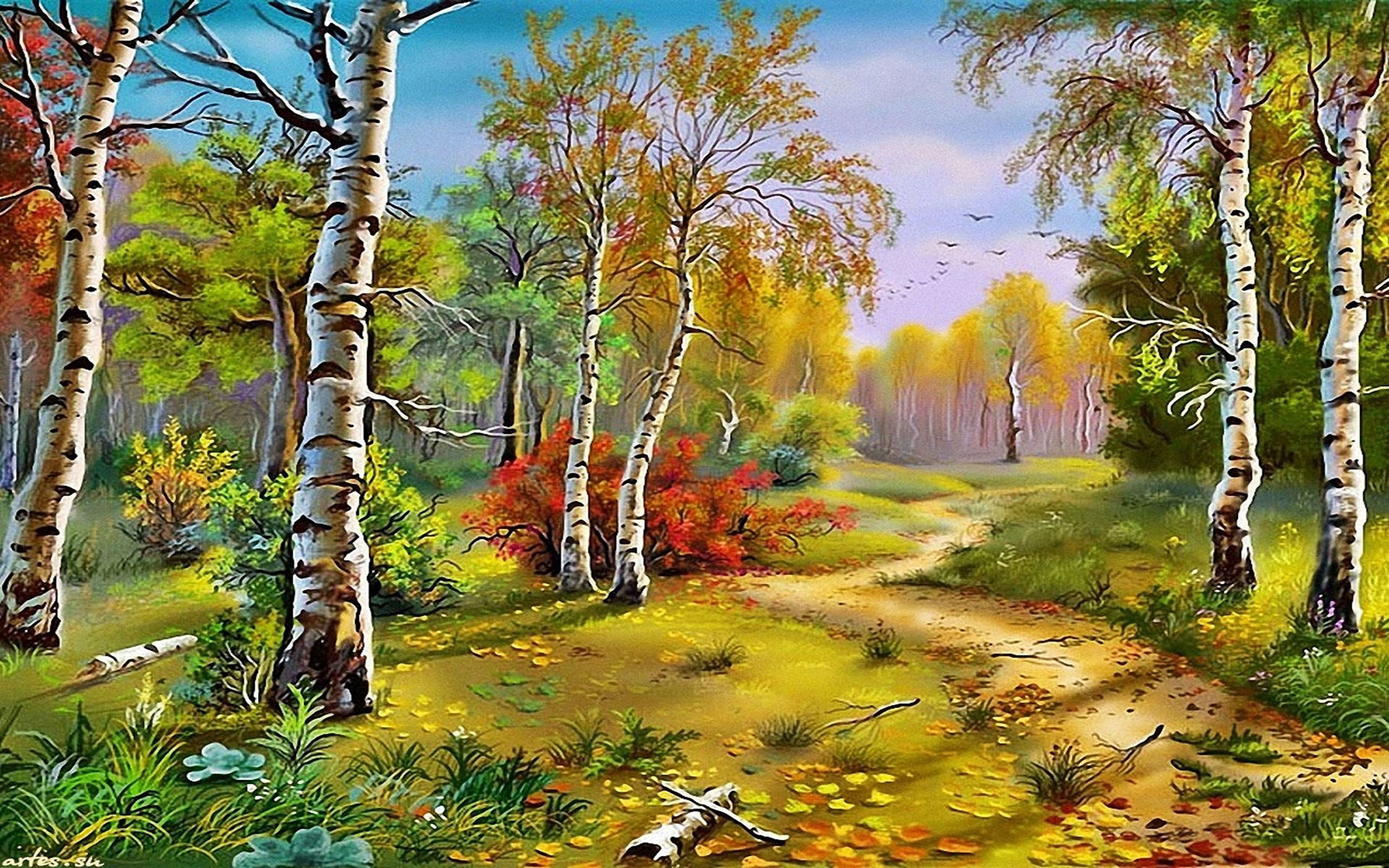artistic, forest, birch, fall, tree