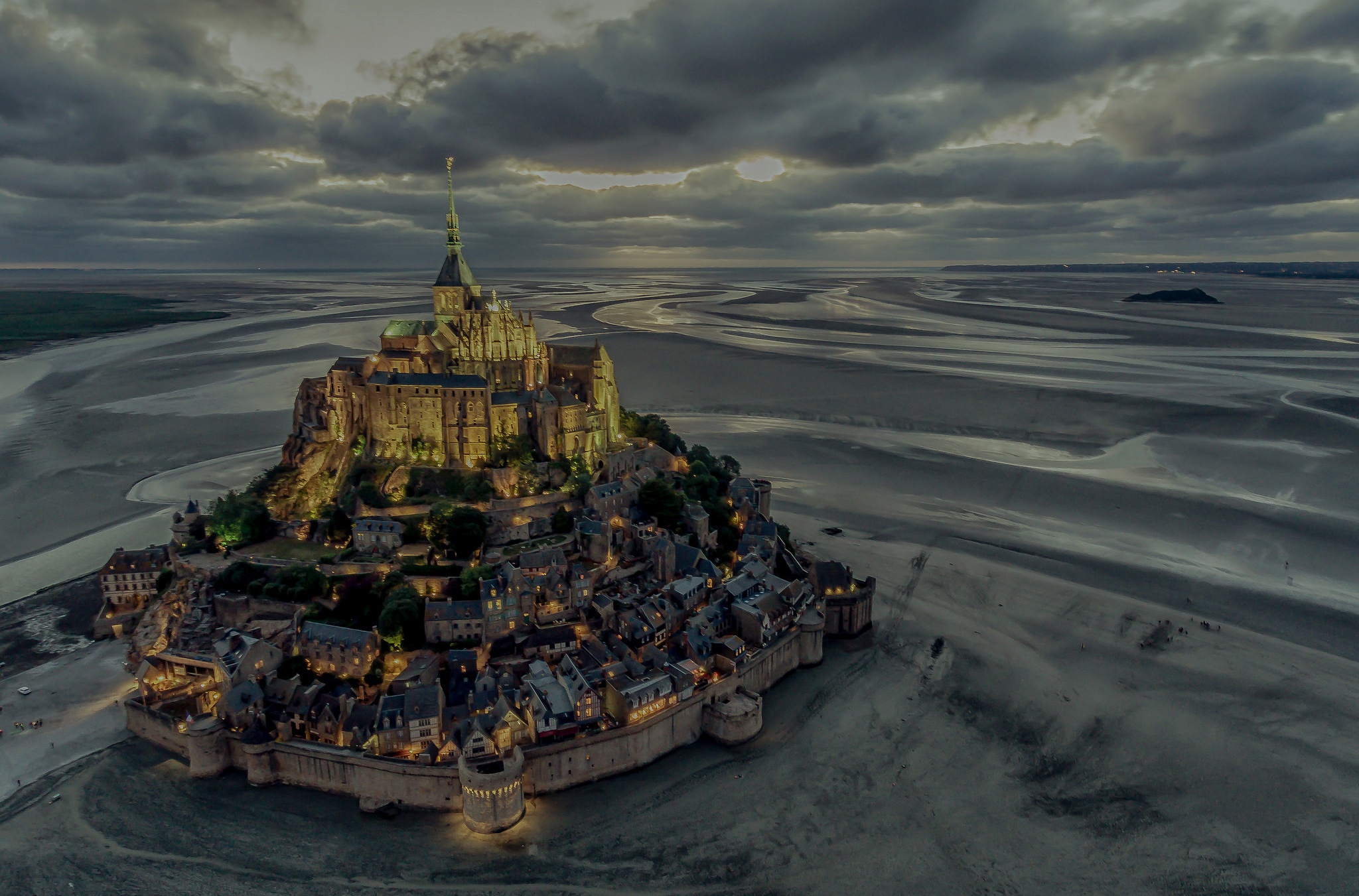 religious, mont saint michel, cloud, france, horizon, monastery, sand HD for desktop 1080p