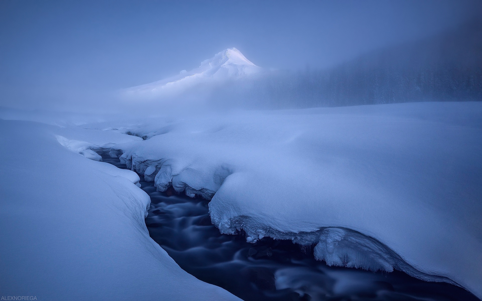Free download wallpaper Winter, Nature, Snow, Fog, Earth, Stream on your PC desktop