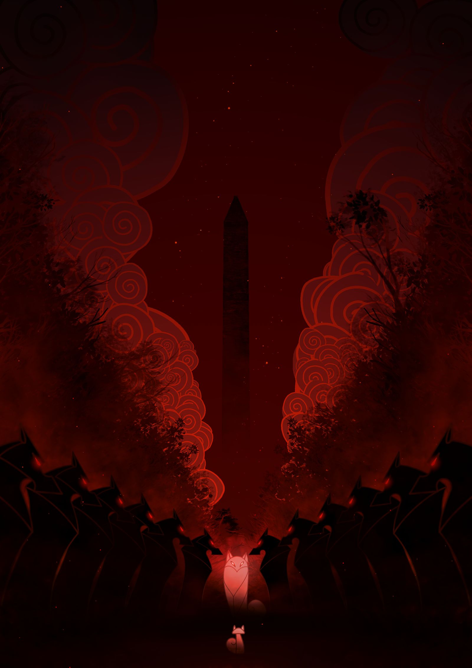 Download background art, wolfs, red, stella