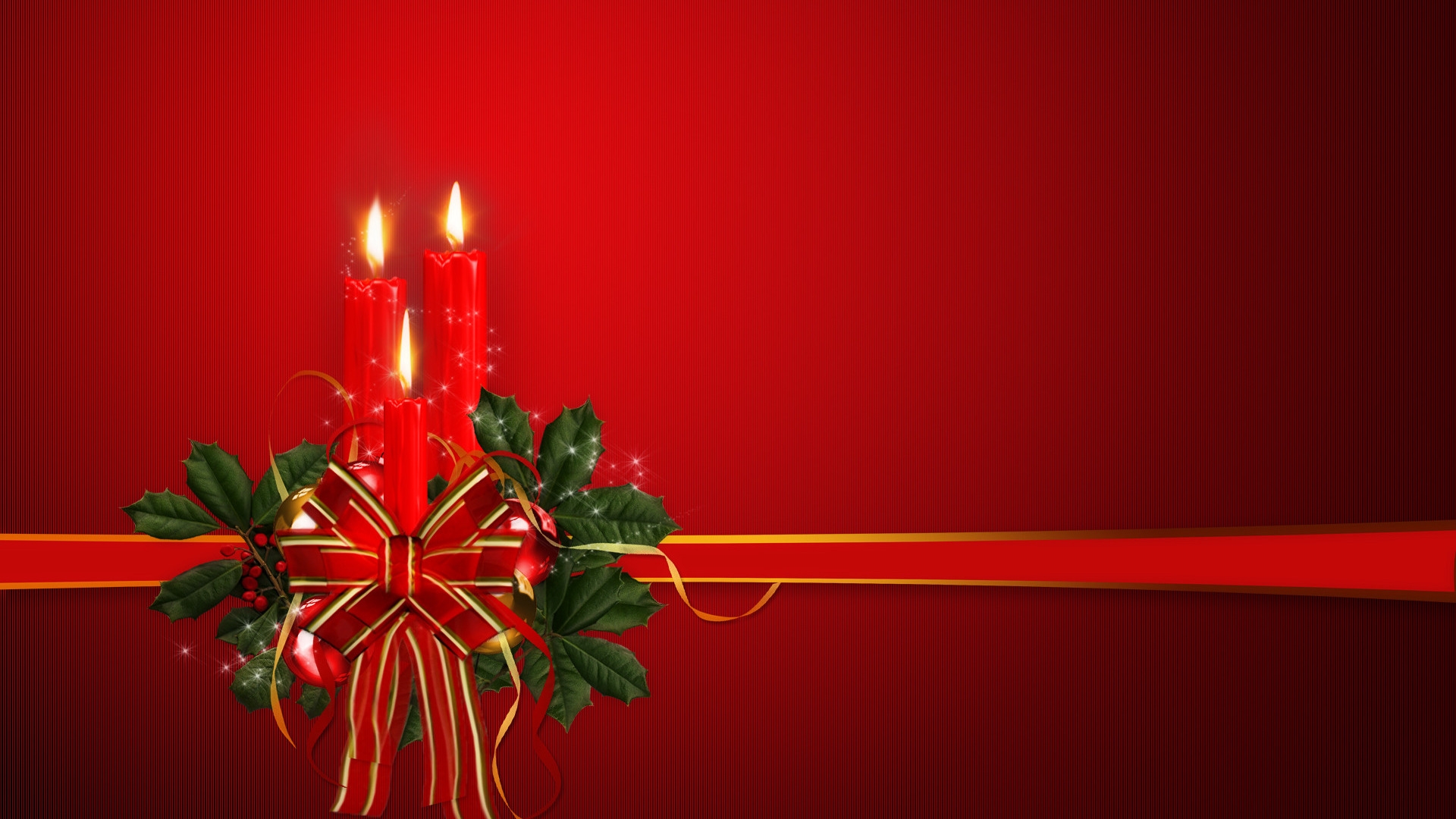 red, christmas, ribbon, holiday, candle 8K