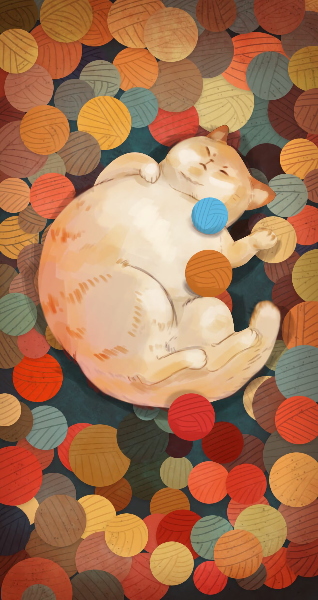 Download mobile wallpaper Cat, Circles, Art, Funny for free.