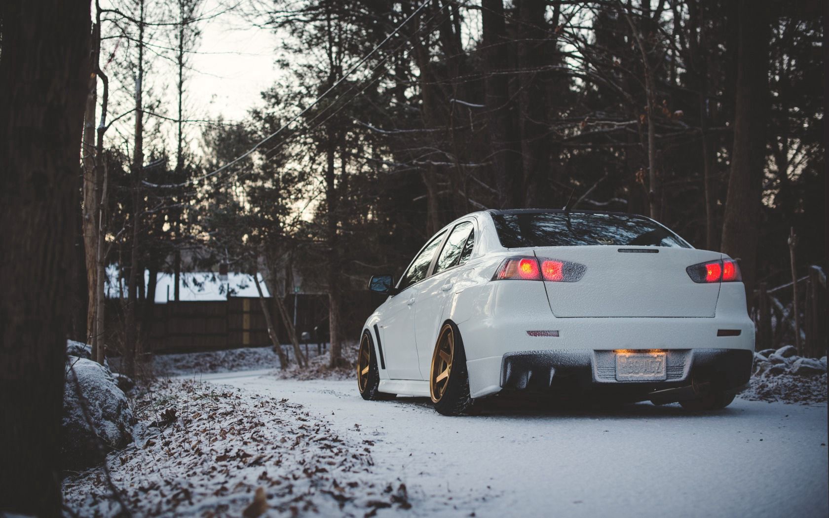 mitsubishi, cars, winter, back view, rear view, lancer wallpaper for mobile