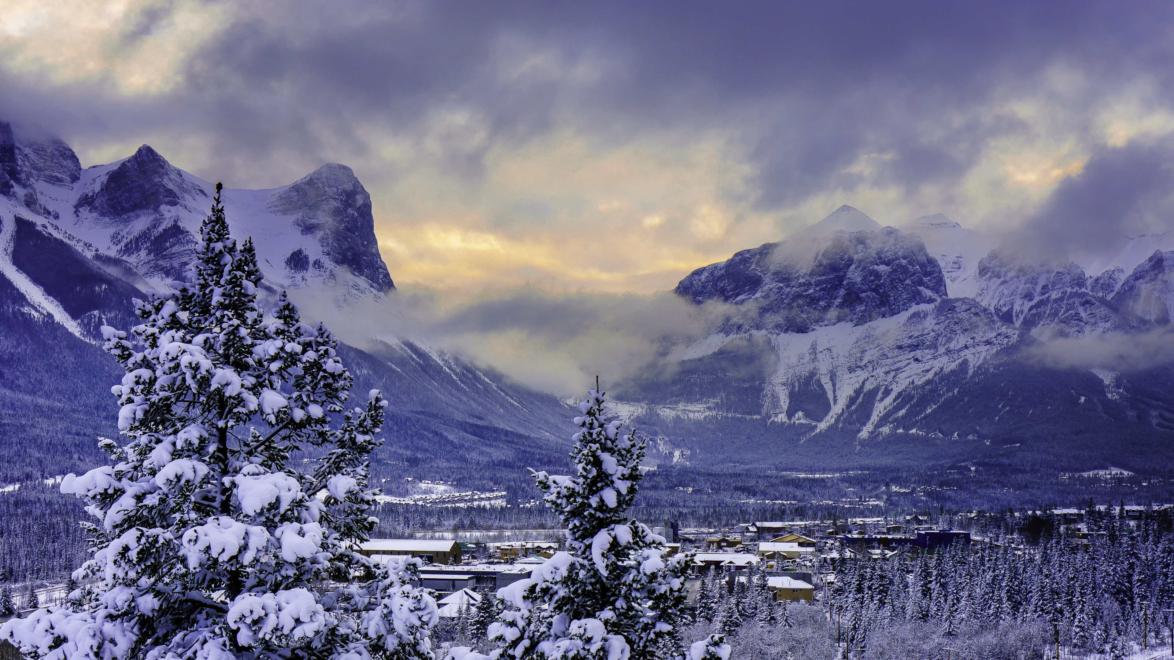 738641 Bild herunterladen winter, fotografie, alberta, banff nationalpark, kanada, landschaft, gebirge, schnee, baum - Hintergrundbilder und Bildschirmschoner kostenlos