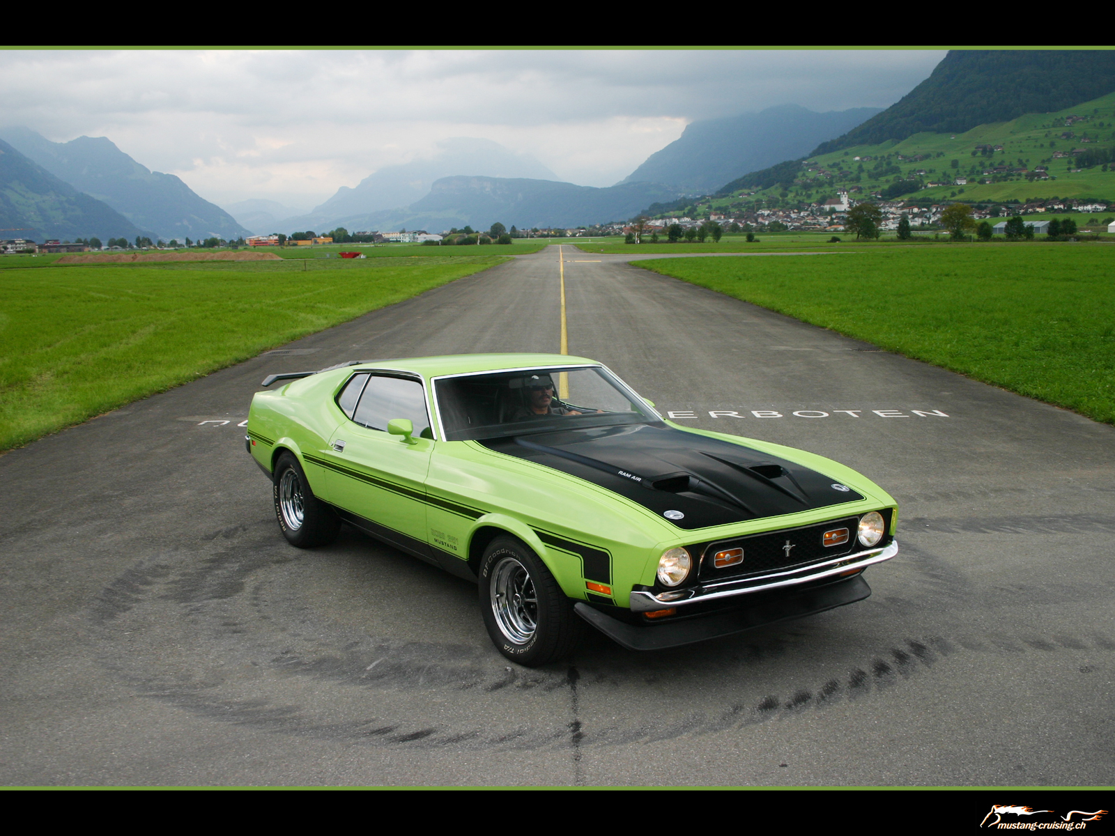 green car, muscle car, vehicles, ford mustang boss 351, classic car, fastback, ford wallpapers for tablet