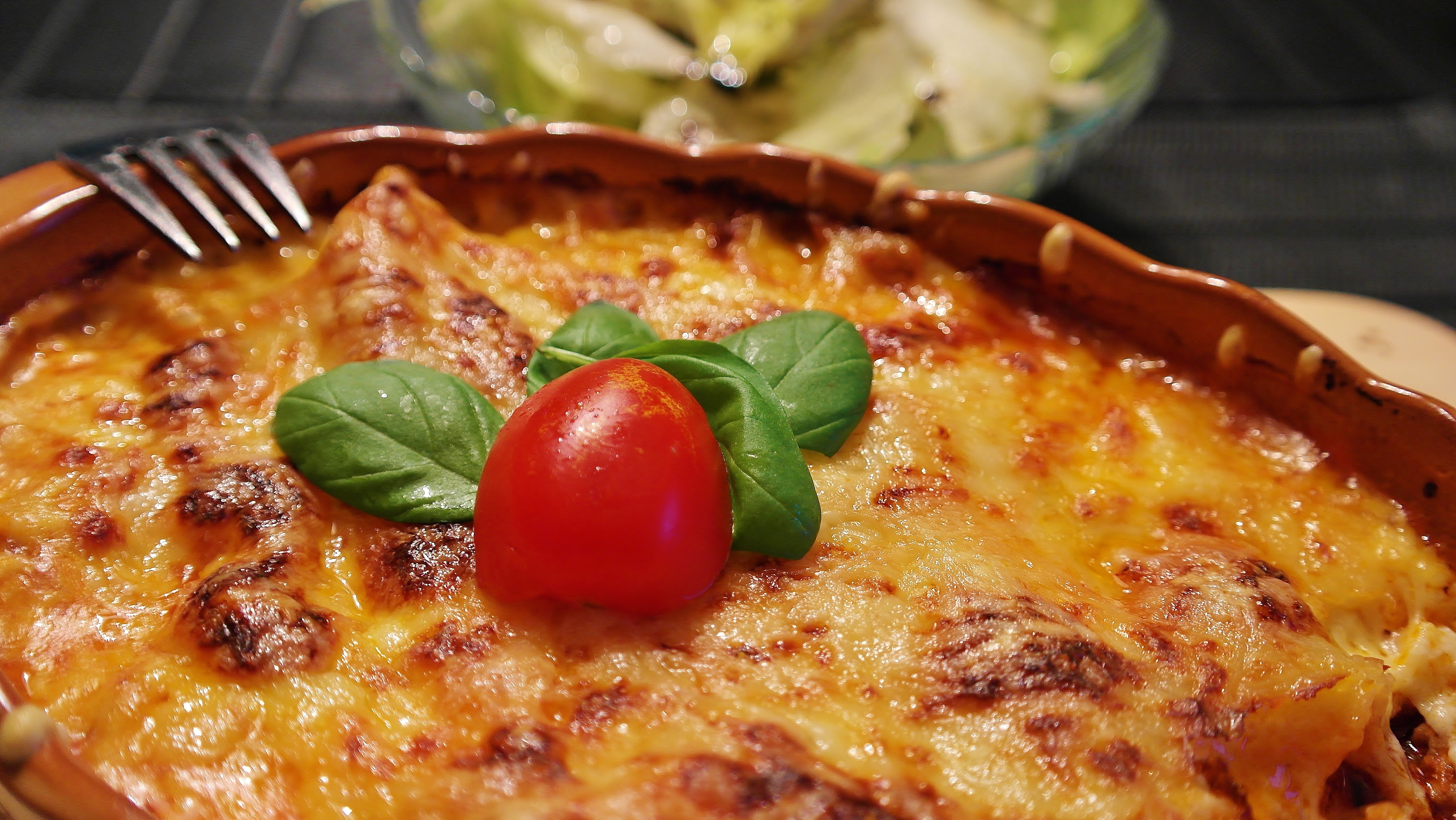 food, cheese, tomatoes, appetizing, lasagna Full HD