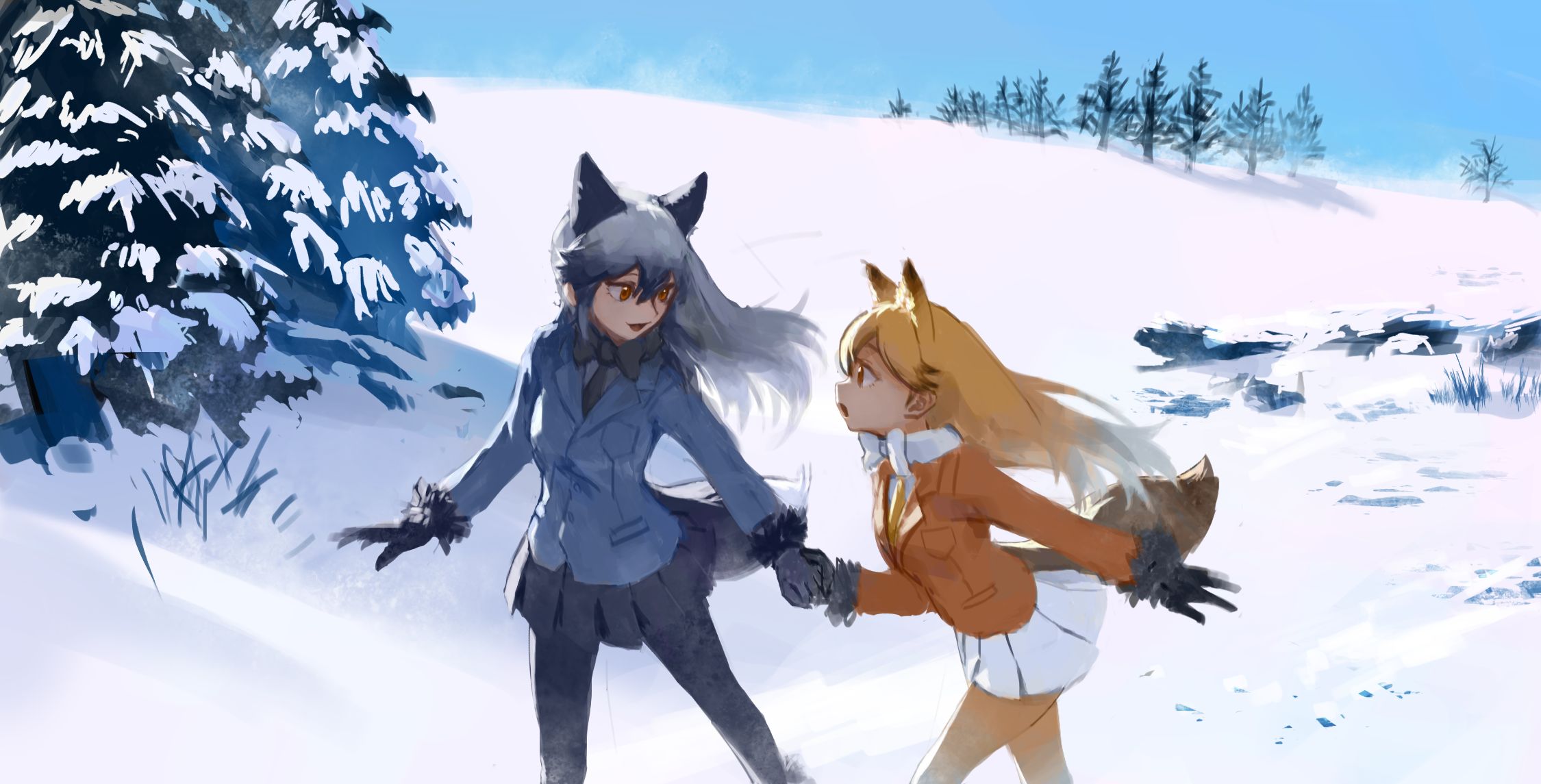 Аниме девочка волк и лиса