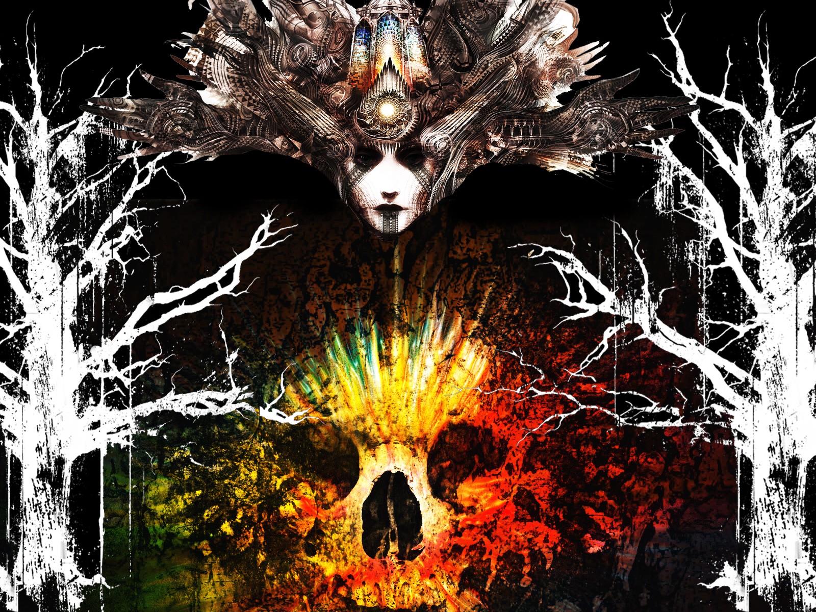 occult, witchcraft, witch, dark, fantasy, gothic, psychedelic, skull, trippy phone background