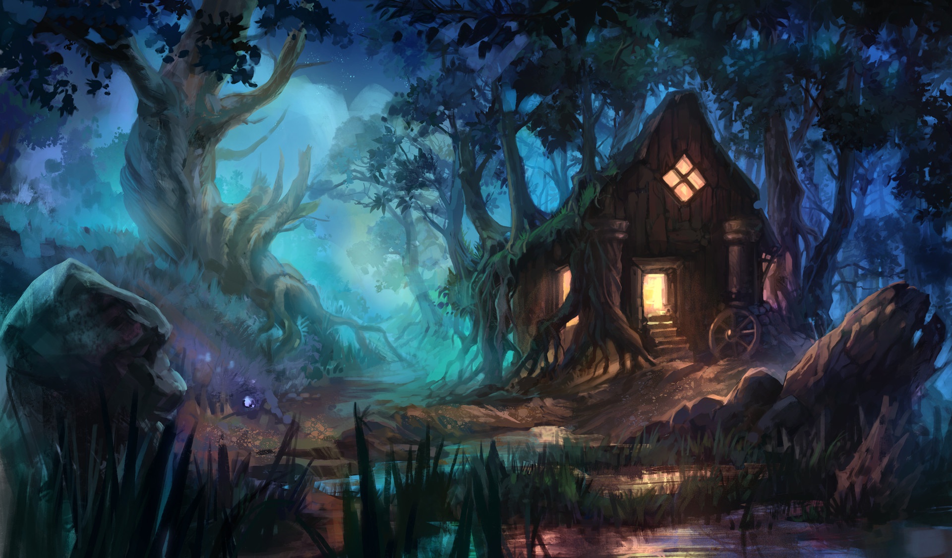 Заколдованная деревня. Хижина лесника концепт арт. Сказочный дом. Сказочный домик в лесу. Домик ведьмы в лесу.