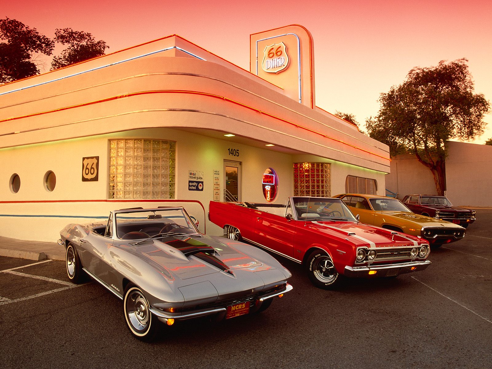 vintage car, chevrolet corvette, vehicles, diner, retro