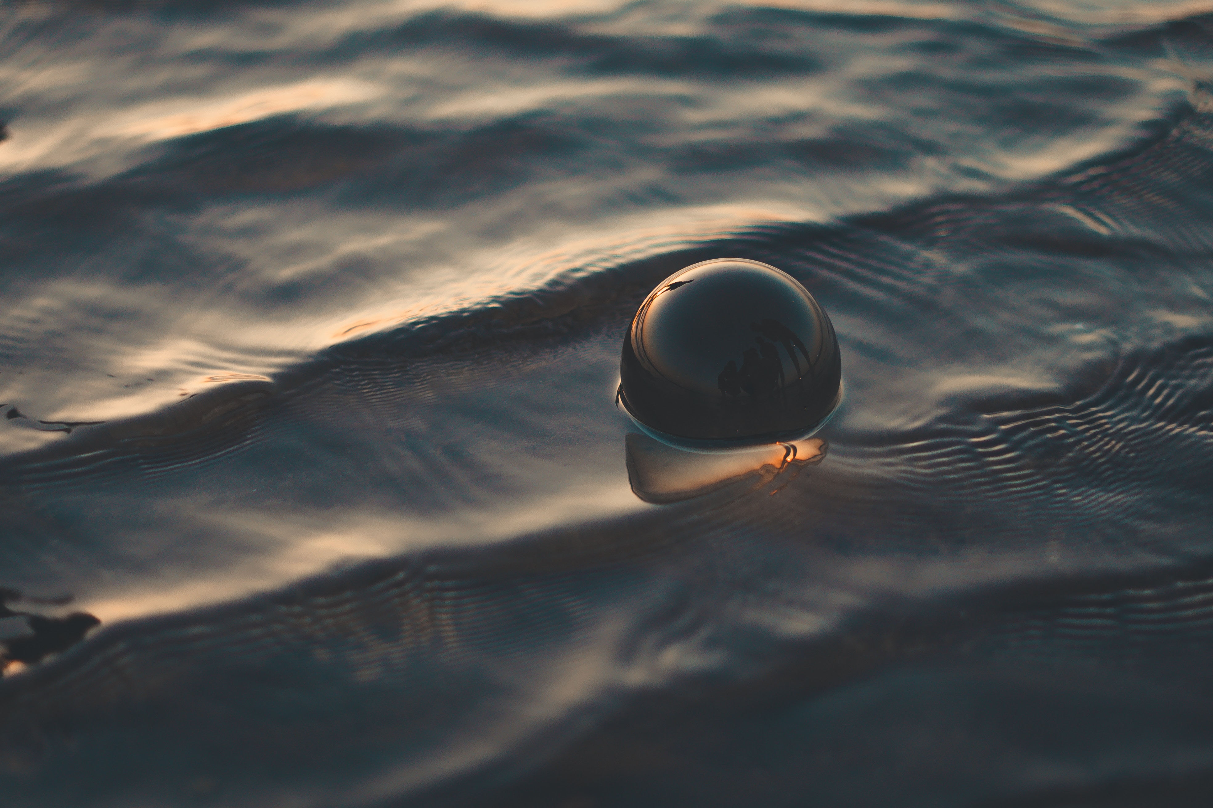 Download mobile wallpaper Macro, Wet, Water, Waves, Ball, Sphere for free.