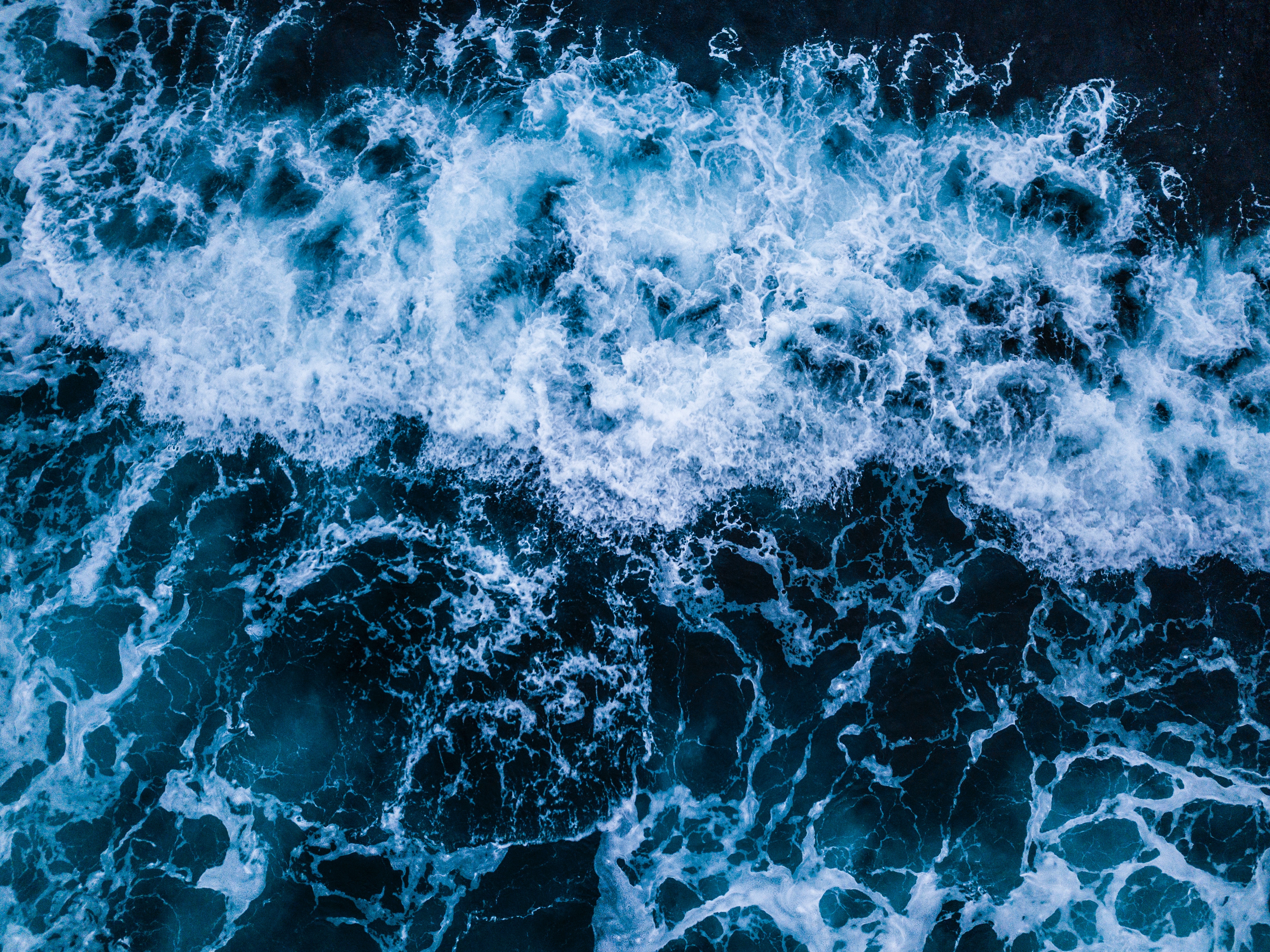 water, view from above, nature, sea, waves, foam, surf 2160p