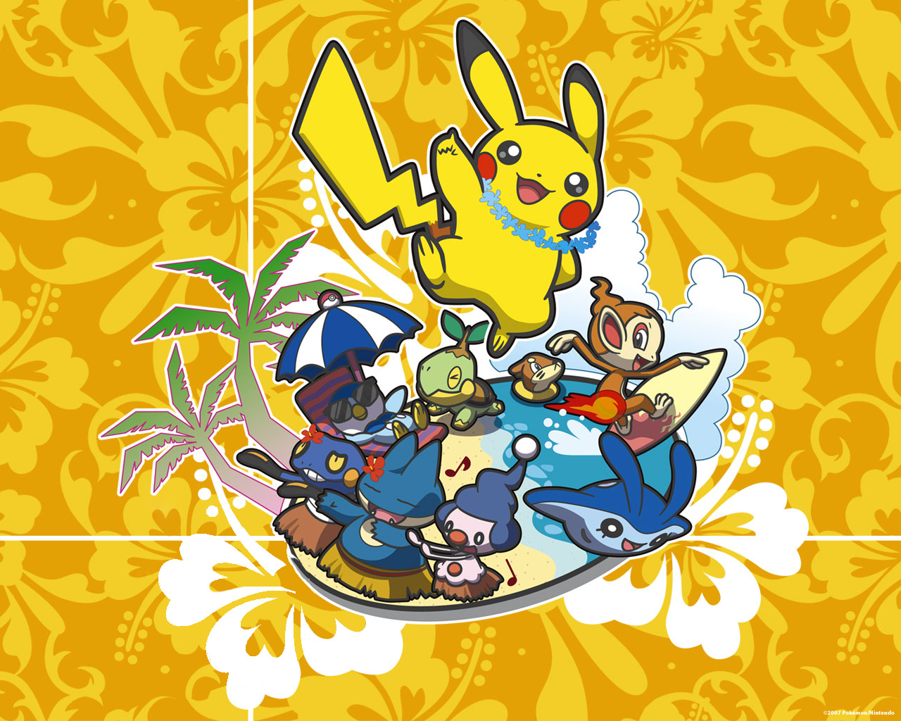starter pokemon, video game, buizel (pokemon), chimchar (pokémon), croagunk (pokémon), mantyke (pokémon), mime jr (pokémon), munchlax (pokémon), pikachu, piplup (pokémon), turtwig (pokémon), pokémon Full HD