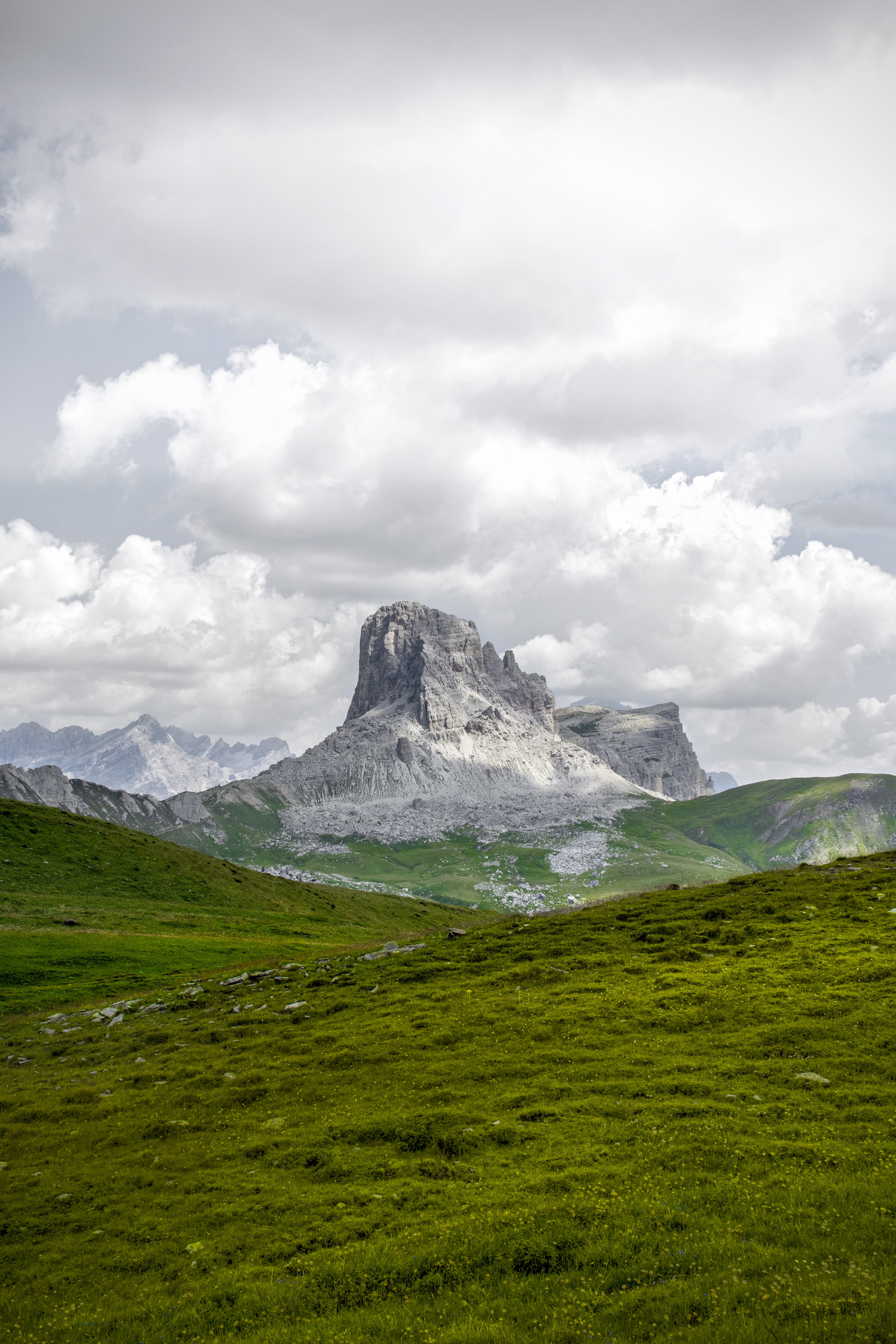 Download mobile wallpaper Mountain, Top, Nature, Vertex, Hills, Grass, Landscape for free.