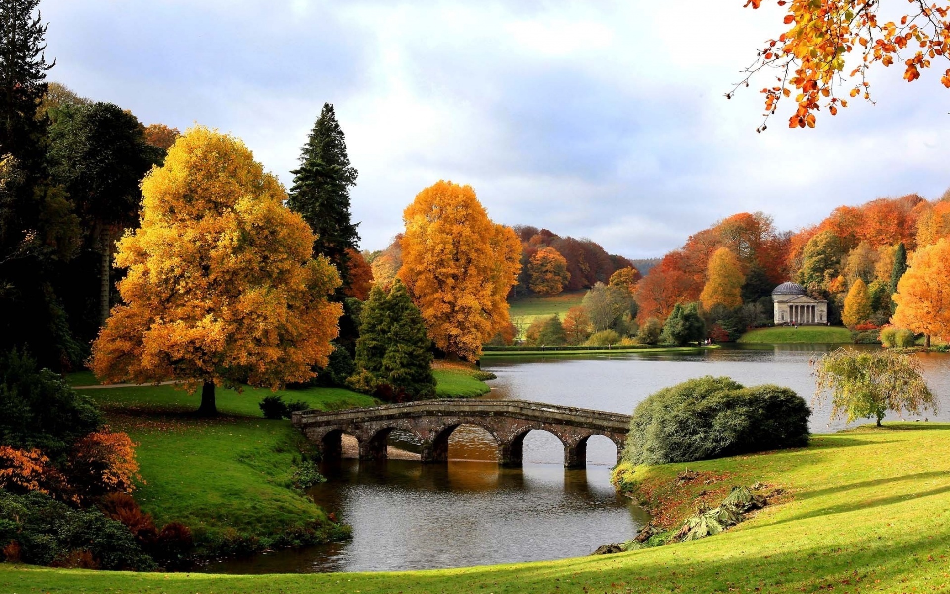 20723壁紙のダウンロード風景, 川, 橋, 木, 秋-スクリーンセーバーと写真を無料で