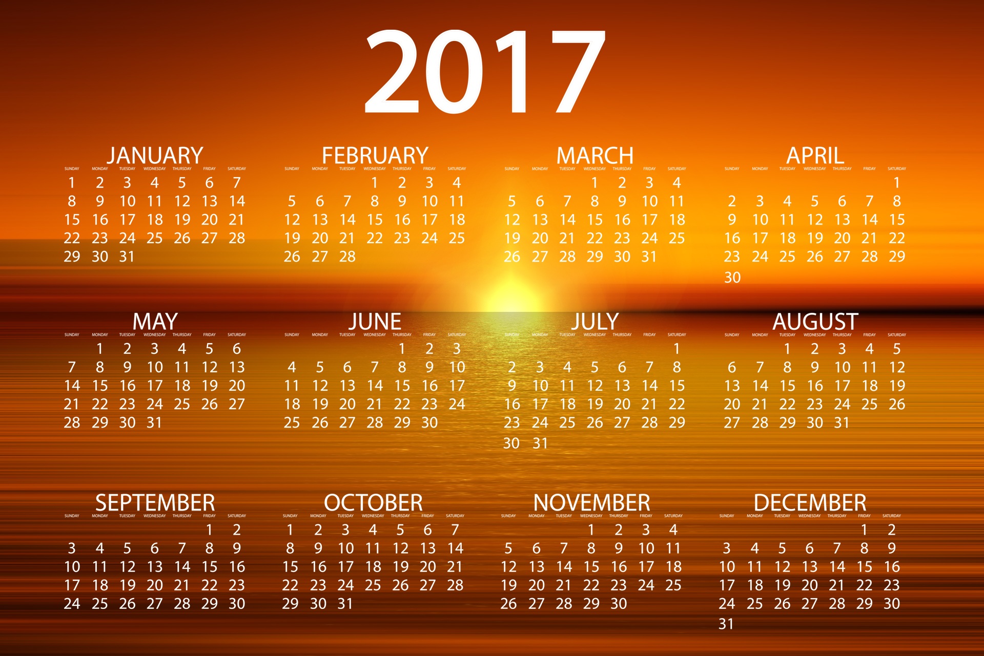 756980 Hintergrundbild herunterladen verschiedenes, kalender, feiertag, neujahr 2017, orange farbe), sonnenuntergang - Bildschirmschoner und Bilder kostenlos