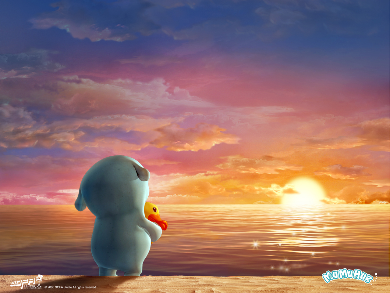 Handy-Wallpaper Sunset, Sun, Clouds, Sky, Sea, Cartoon kostenlos herunterladen.