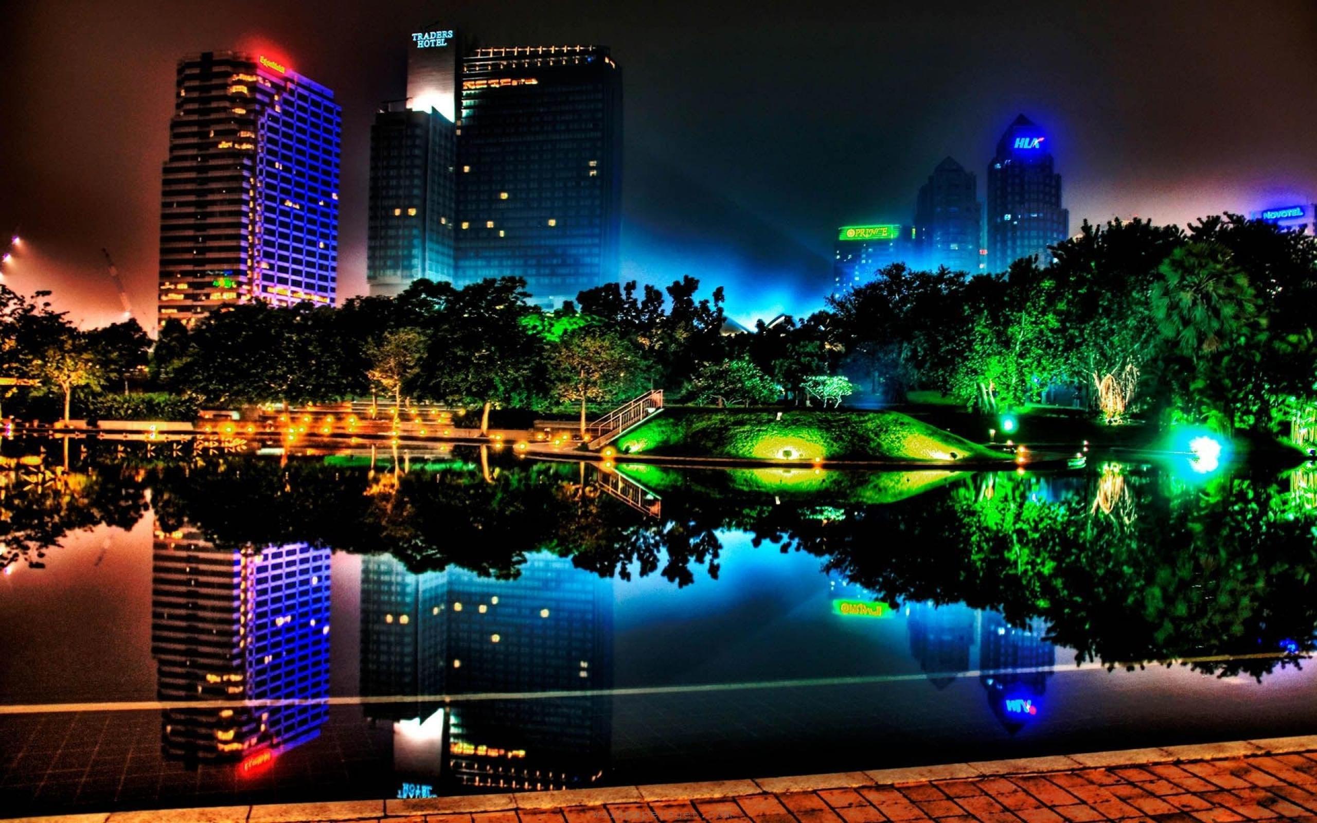 Download mobile wallpaper Cities, Rivers, Landscape, Night for free.