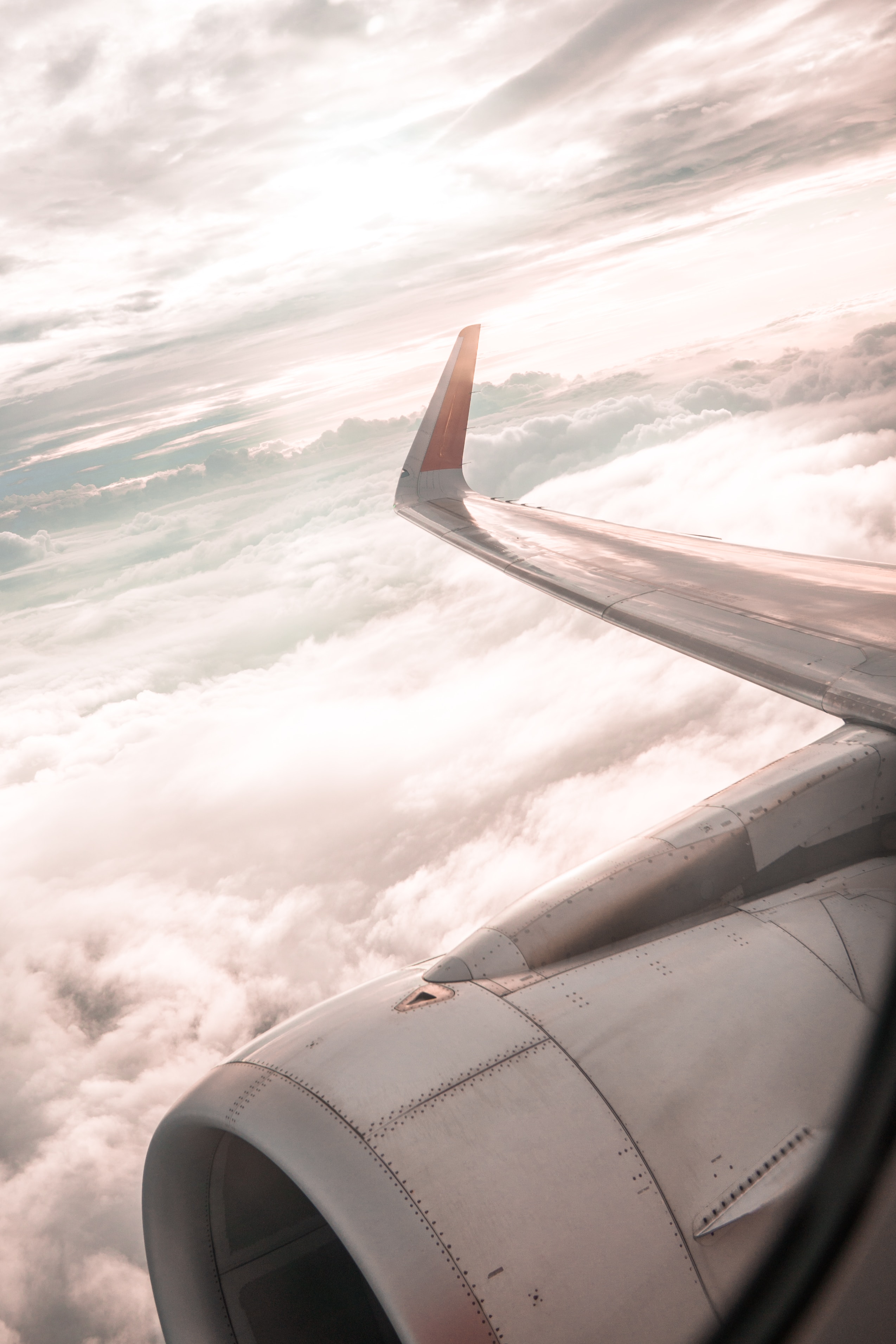 wing, plane, clouds, miscellanea, miscellaneous, overview, review, airplane, view HD wallpaper