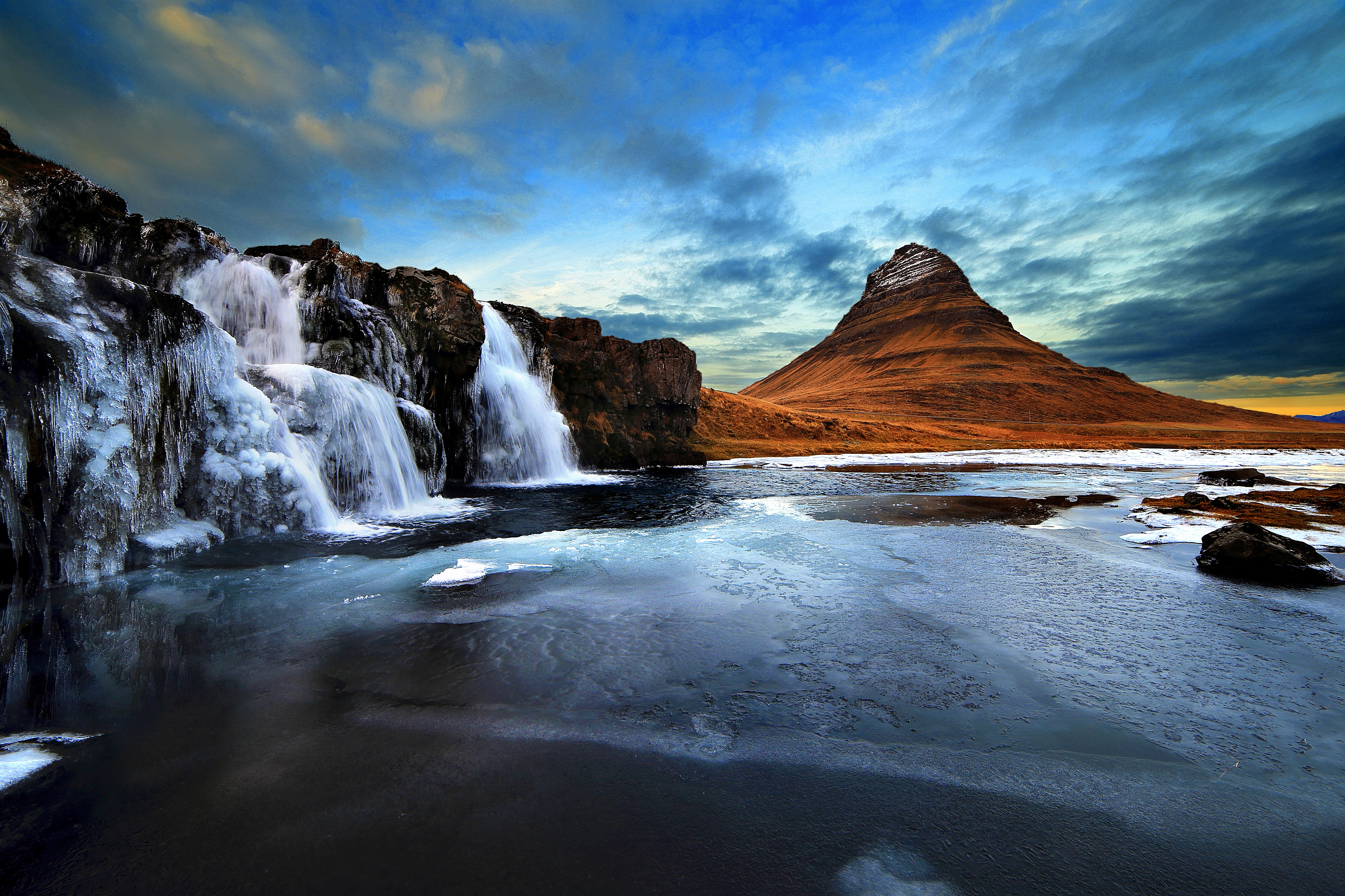 1523250 télécharger l'image islande, kirkjufell, terre/nature, glace, kirkjufoss, chûte d'eau - fonds d'écran et économiseurs d'écran gratuits