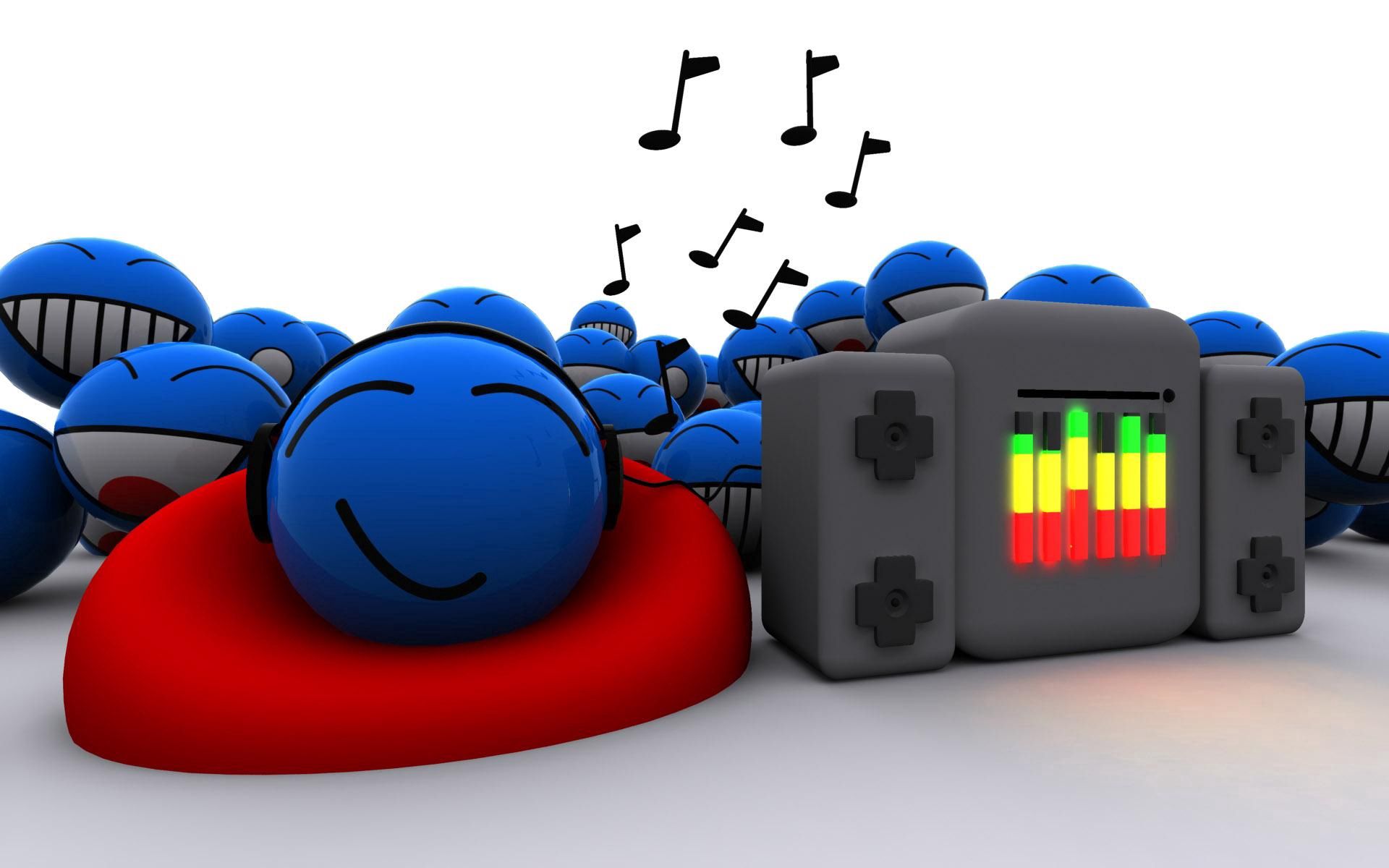 3d, bright, music, blue, colourful, colorful, musicians, sound, music lovers Full HD